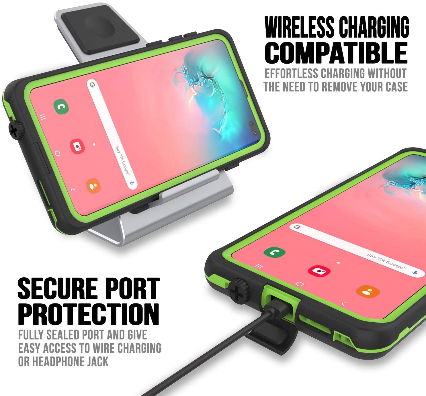 Punkcase S10+ Plus Waterproof Case [Aqua Series] Armor Cover [Black]