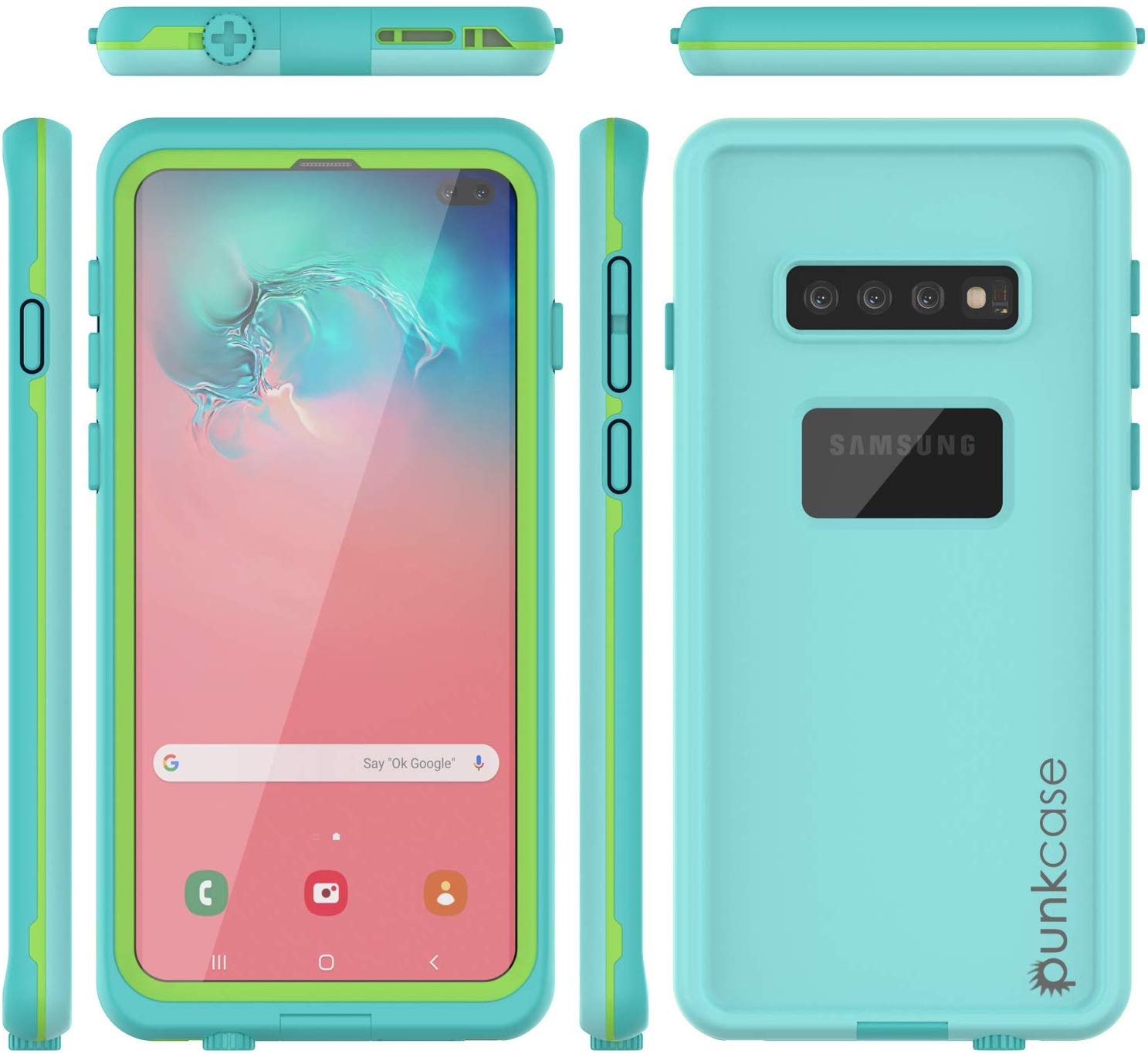 Punkcase S10+ Plus Waterproof Case [Aqua Series] Armor Cover [Teal]