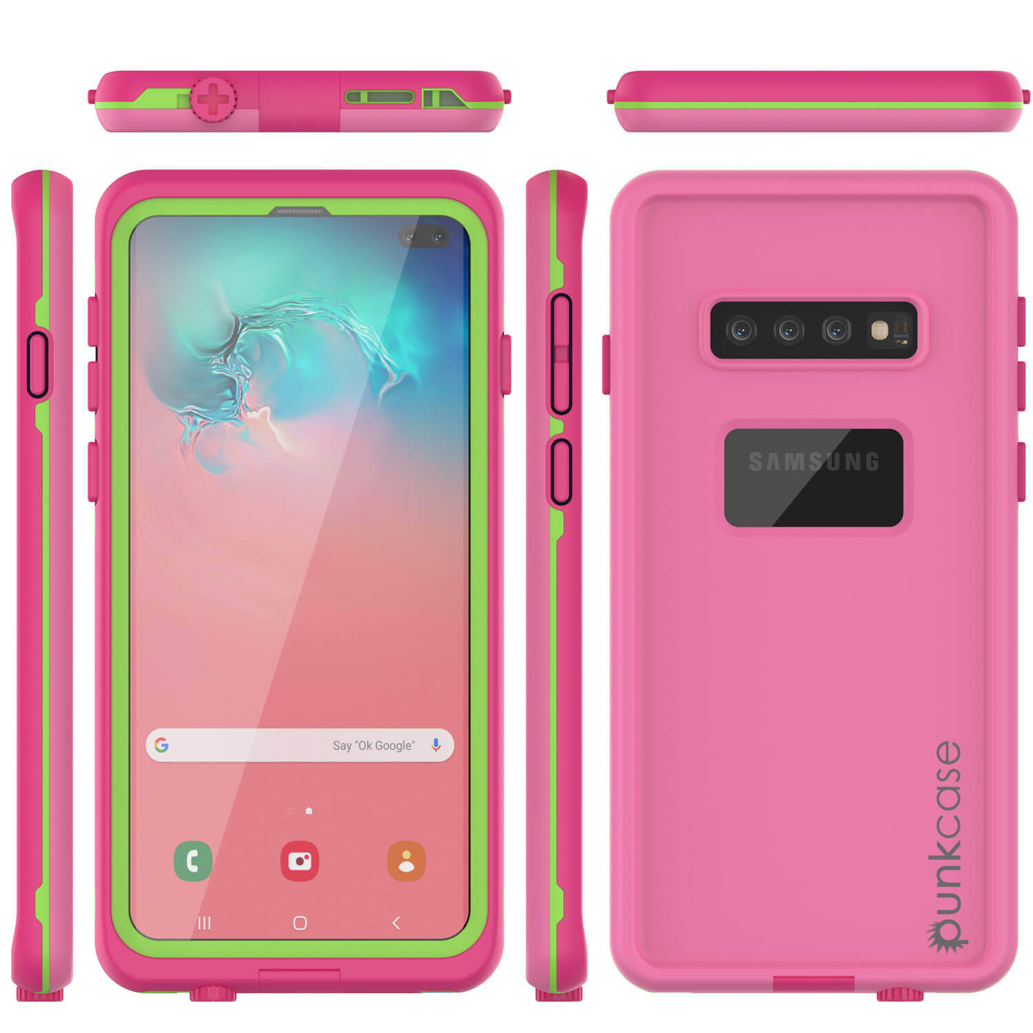 Punkcase S10+ Plus Waterproof Case [Aqua Series] Armor Cover [Pink]