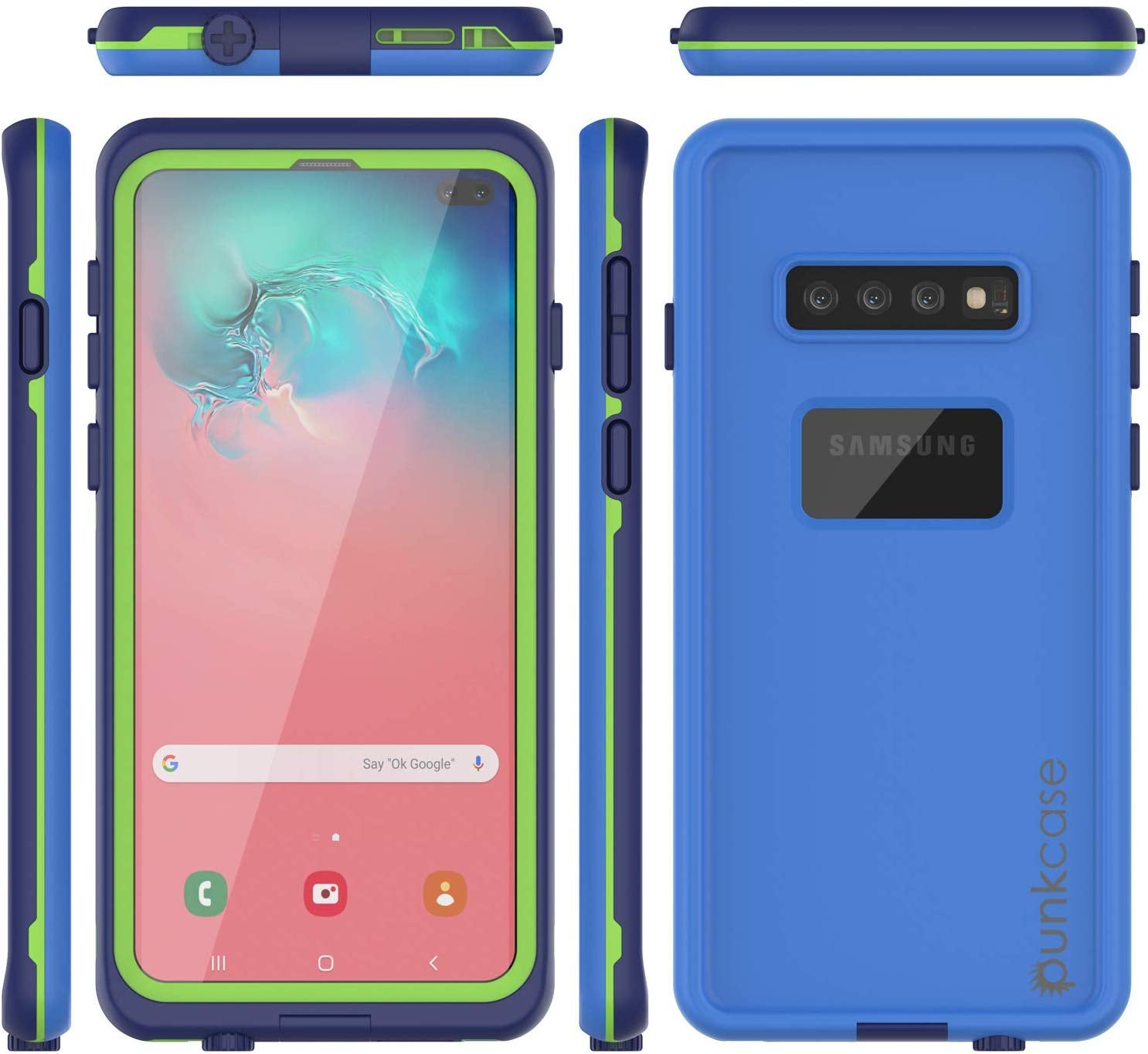 Punkcase S10+ Plus Waterproof Case [Aqua Series] Armor Cover [Blue]