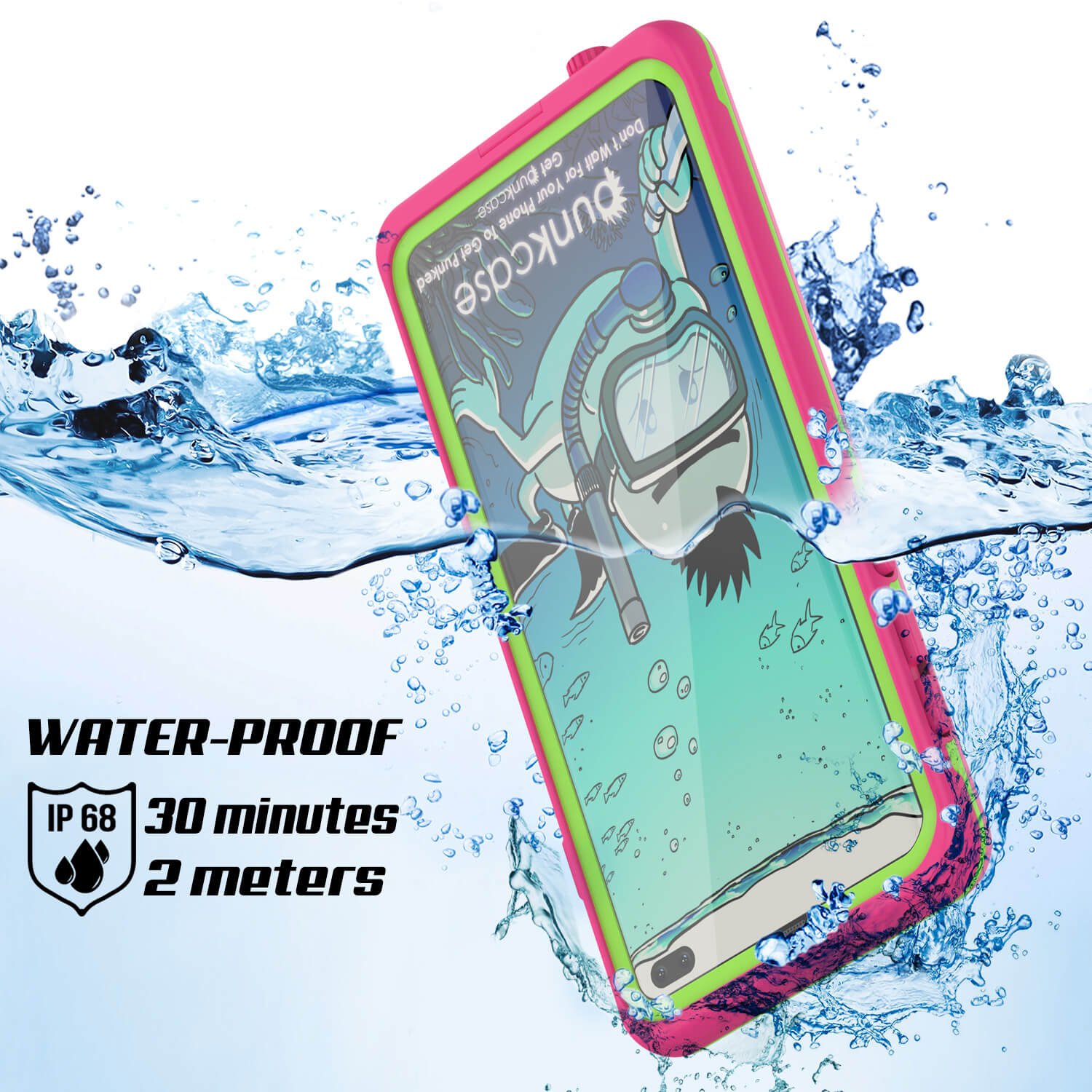 Punkcase S10+ Plus Waterproof Case [Aqua Series] Armor Cover [Pink]