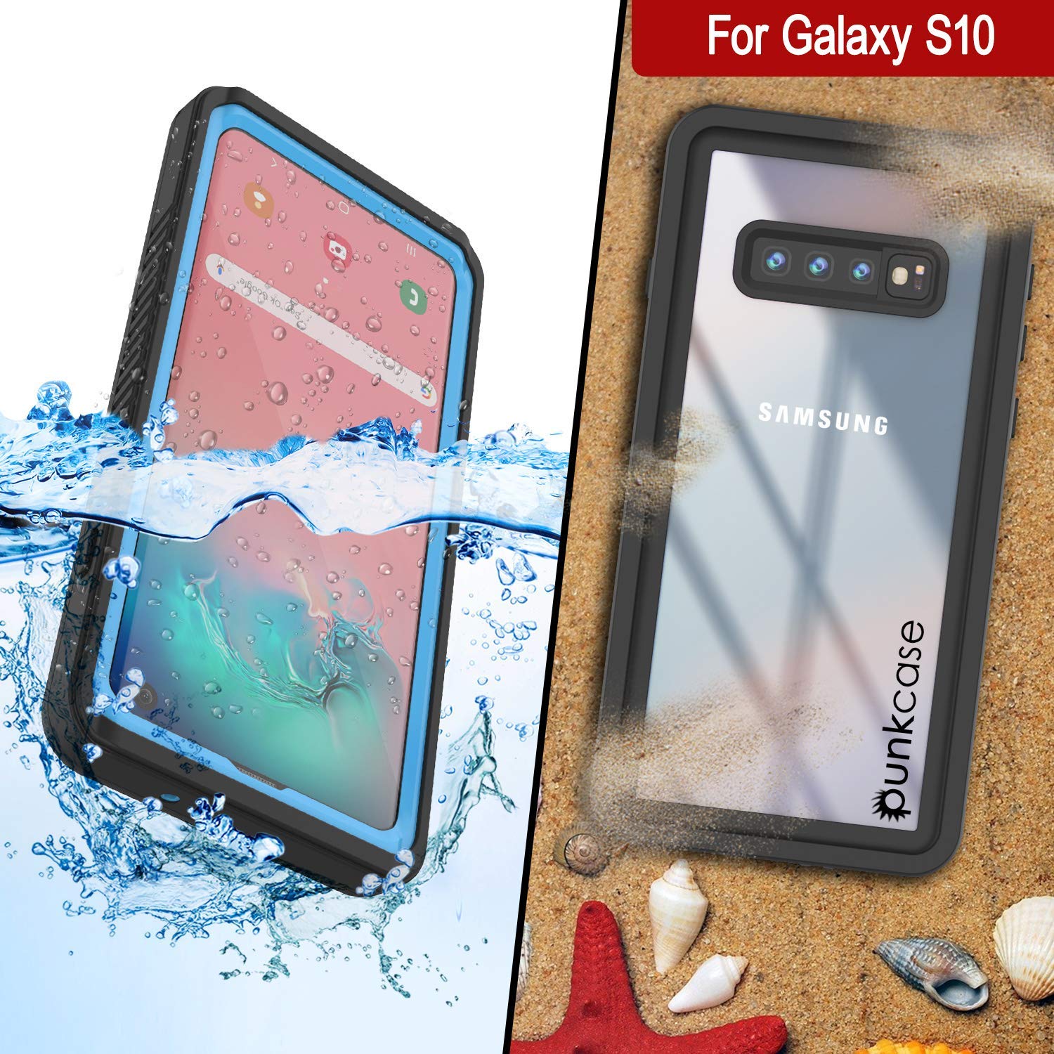 Galaxy S10 Water/Shock/Snow/dirt proof Slim Case [Light Blue]