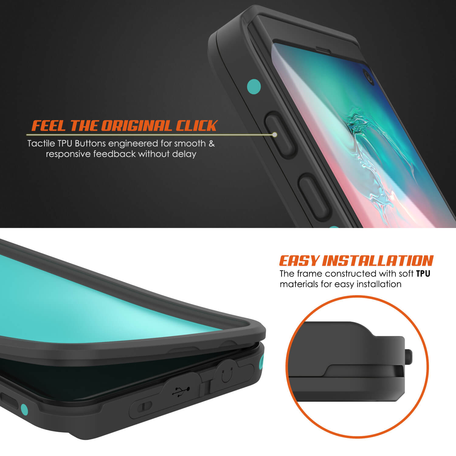Galaxy S10 Waterproof Case PunkCase StudStar Teal Thin 6.6ft Underwater IP68 Shock/Snow Proof