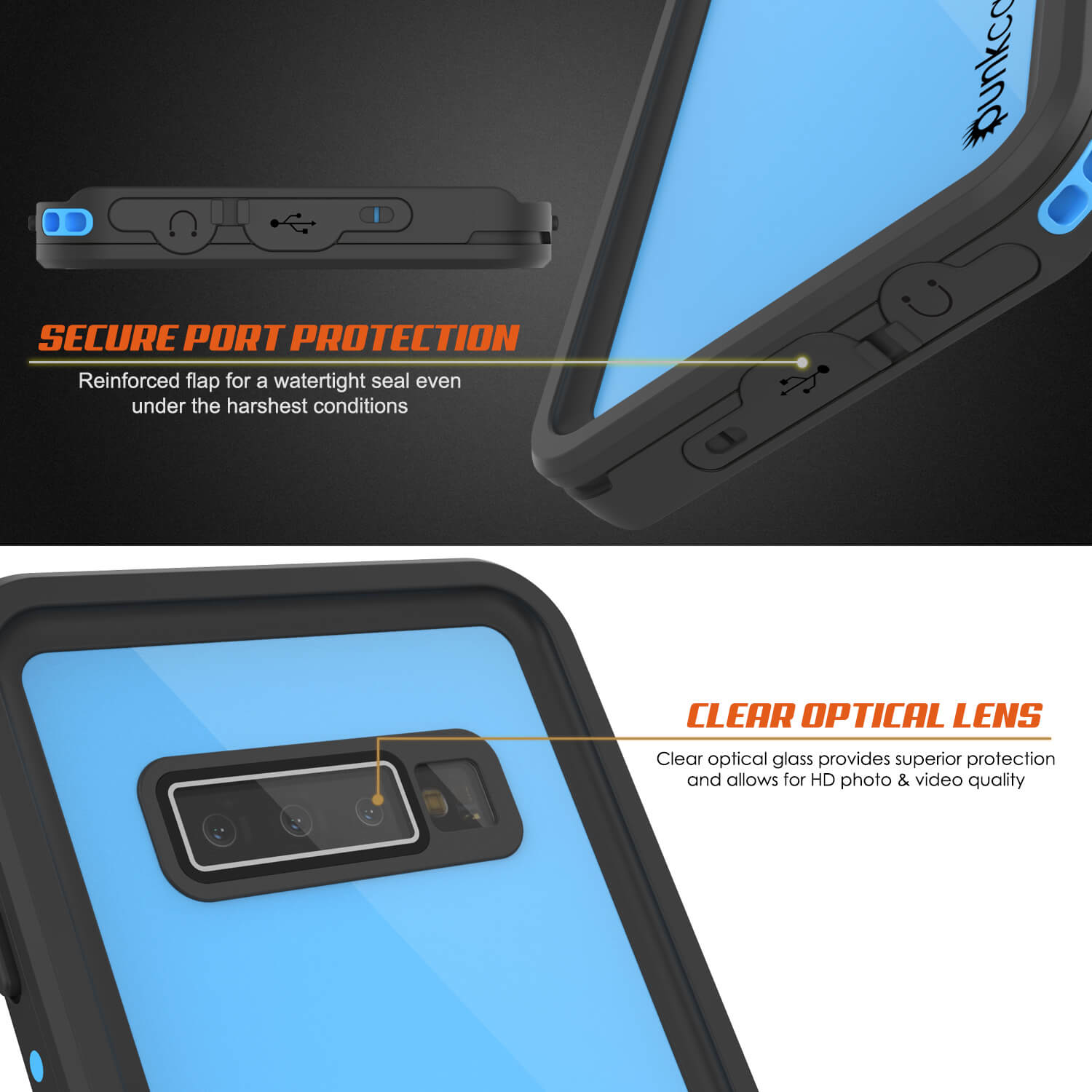 Galaxy S10 Waterproof Case PunkCase StudStar Light Blue Thin 6.6ft Underwater IP68 ShockProof