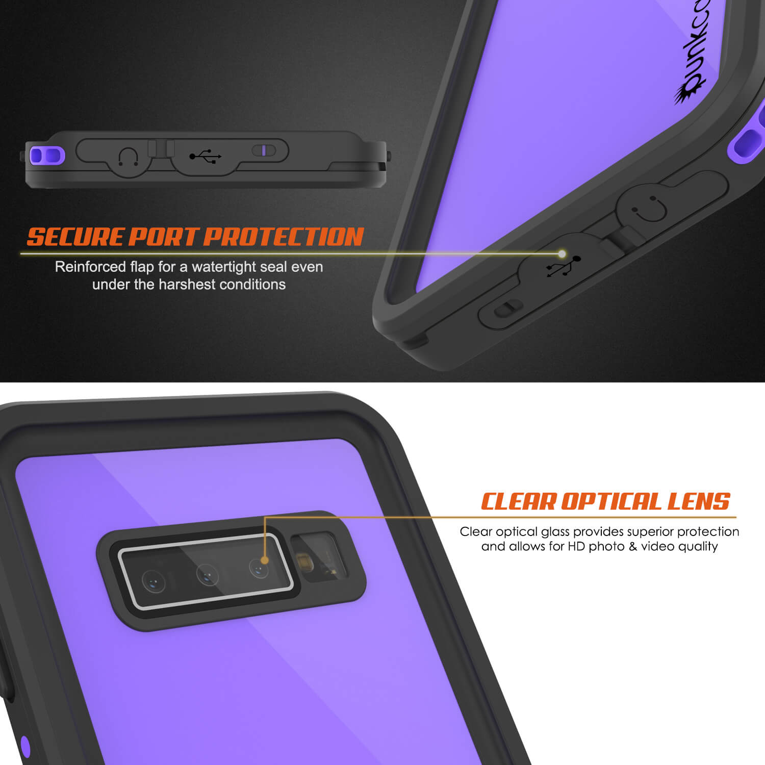 Galaxy S10 Waterproof Case PunkCase StudStar Purple Thin 6.6ft Underwater IP68 Shock/Snow Proof