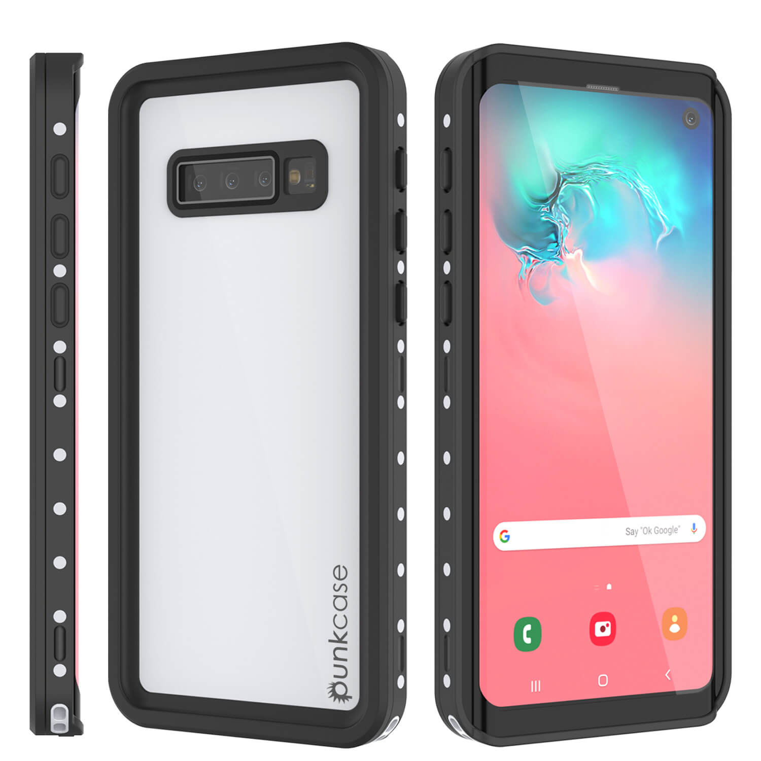 Galaxy S10 Waterproof Case, Punkcase StudStar White Thin 6.6ft Underwater IP68 Shock/Snow Proof
