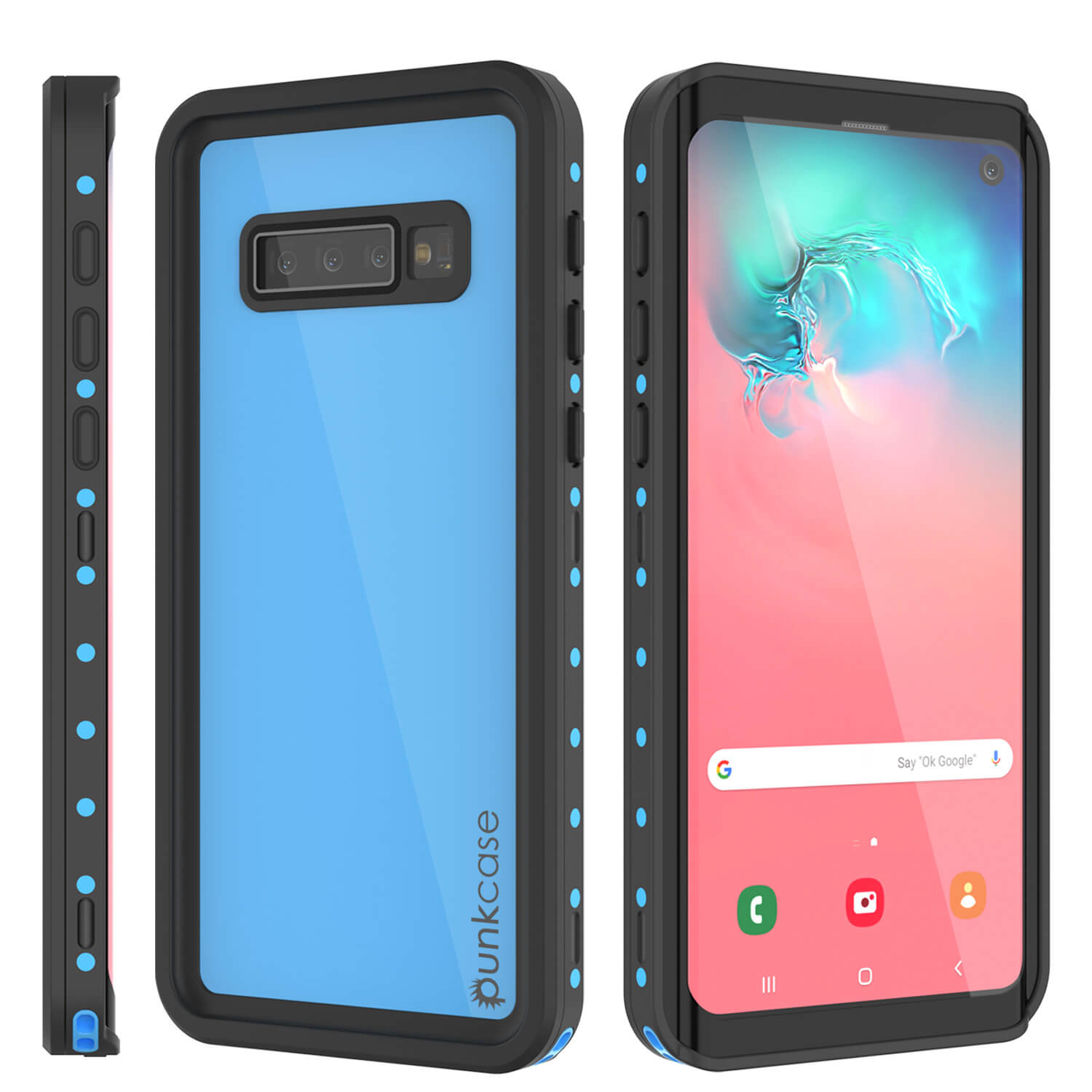 Galaxy S10 Waterproof Case PunkCase StudStar Light Blue Thin 6.6ft Underwater IP68 ShockProof