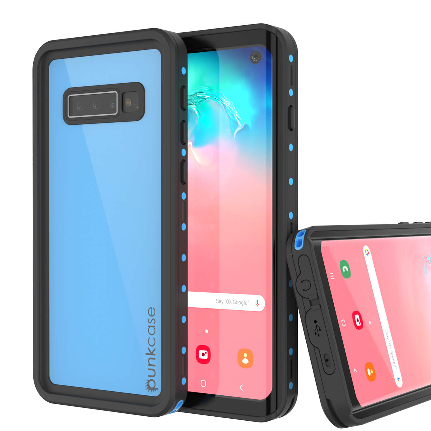Galaxy S10 Waterproof Case PunkCase StudStar Light Blue Thin 6.6ft Underwater IP68 ShockProof