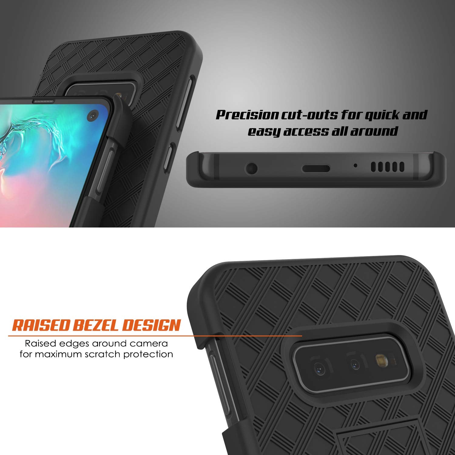 Punkcase Galaxy S10e Case With Screen Protector, Holster Belt Clip [Black]