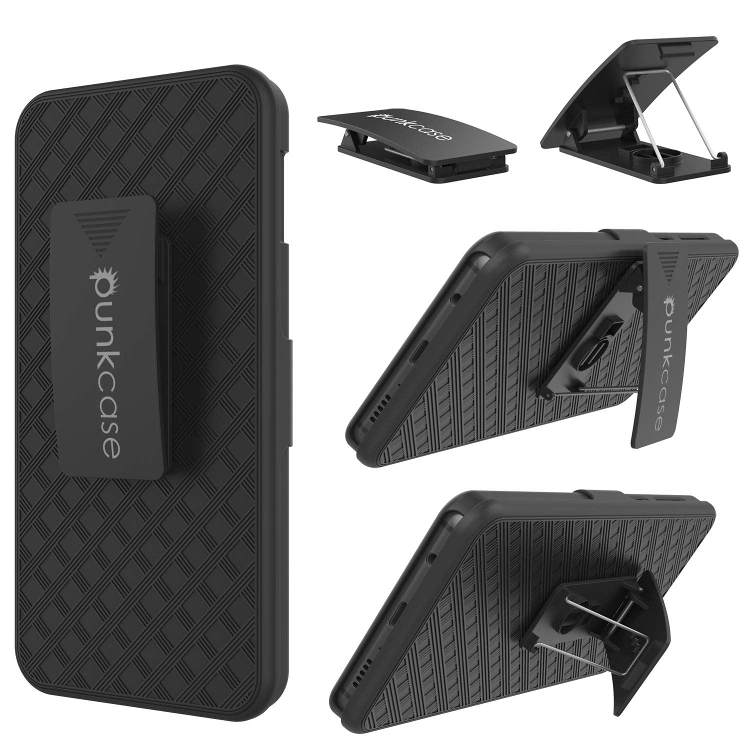 Punkcase Galaxy S10e Case With Screen Protector, Holster Belt Clip [Black]