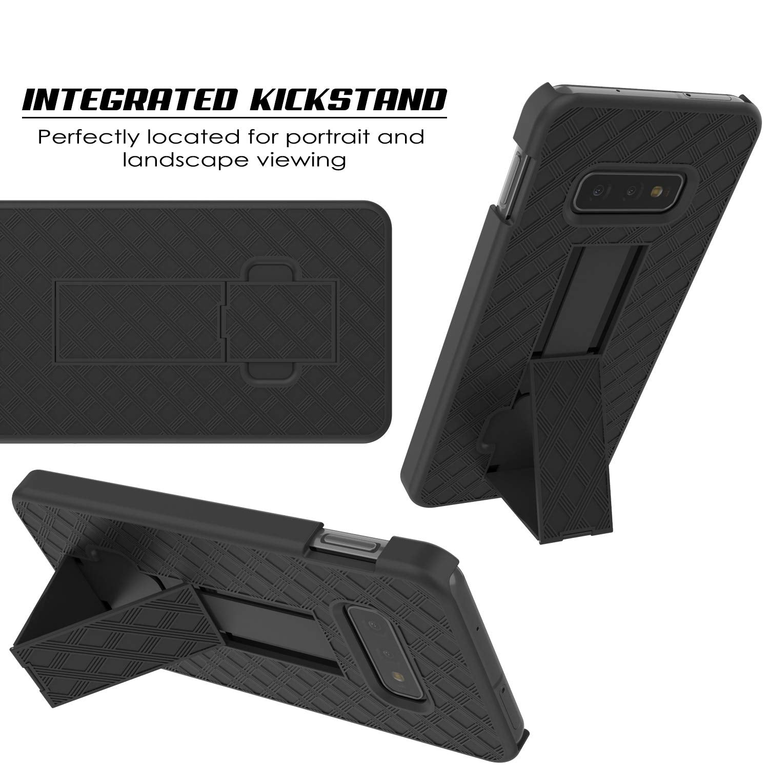 Punkcase Galaxy S10e Case With Screen Protector, Holster Belt Clip [Black]