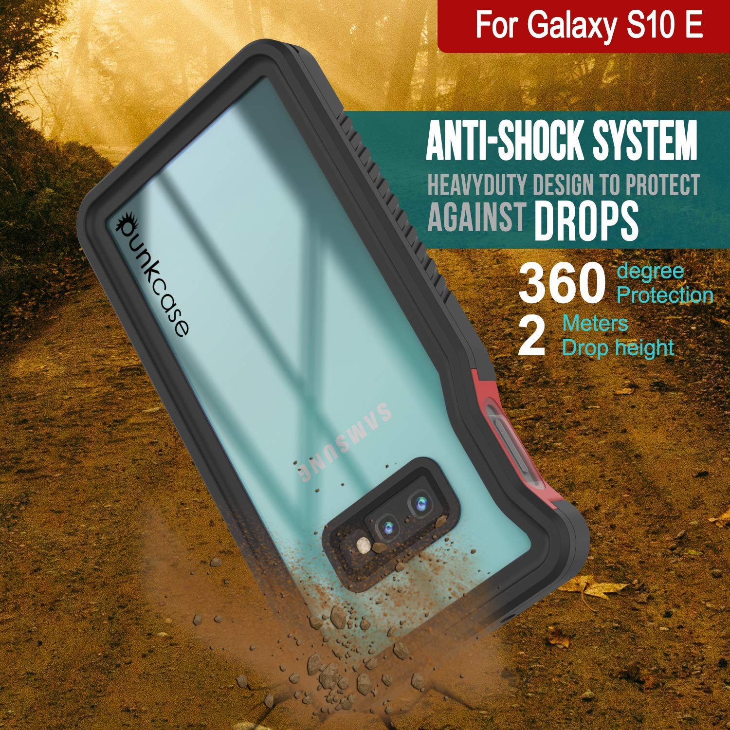 Galaxy S10e Water/Shock/Snowproof Slim Screen Protector Case [Red]