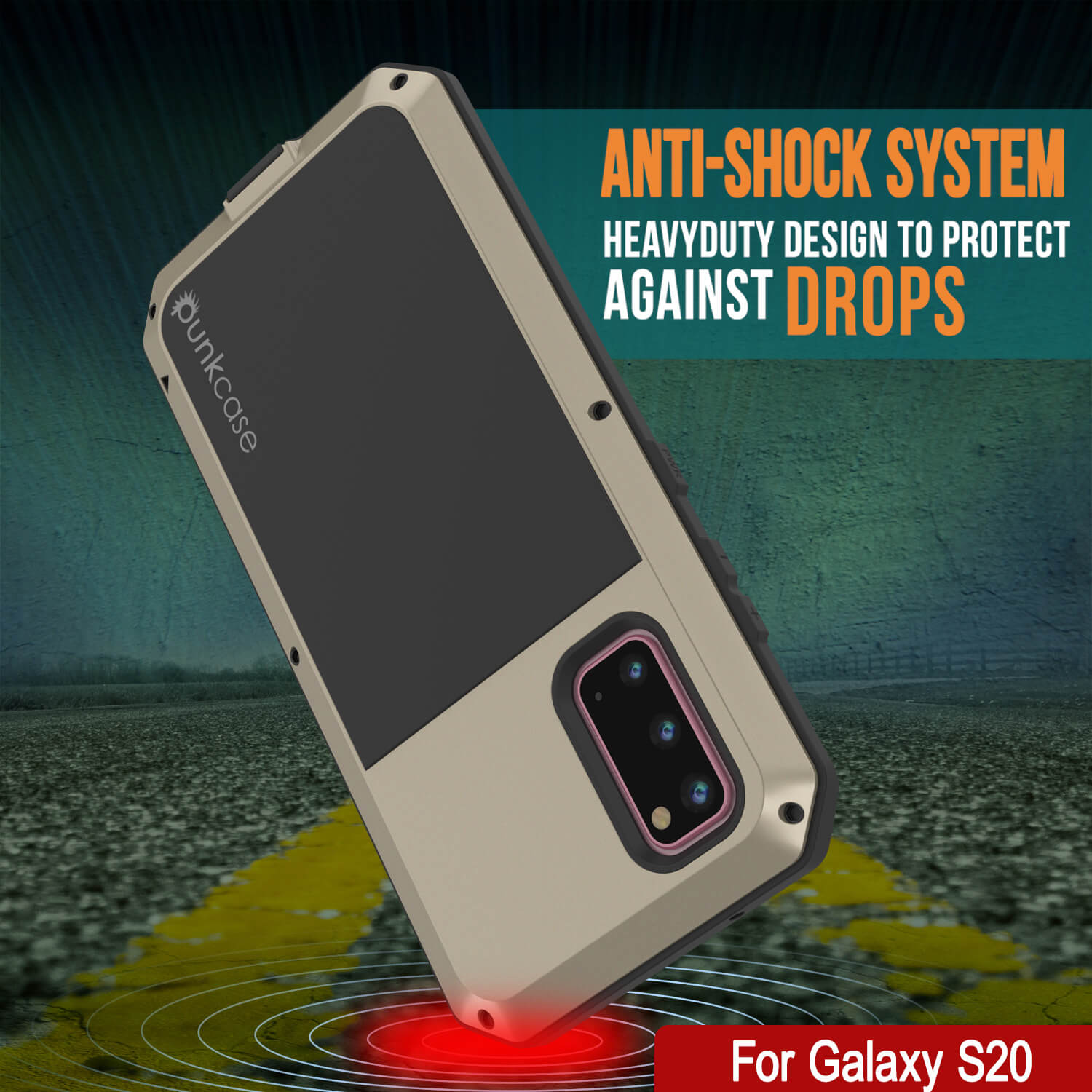 Galaxy s20 Metal Case, Heavy Duty Military Grade Rugged Armor Cover [Gold]