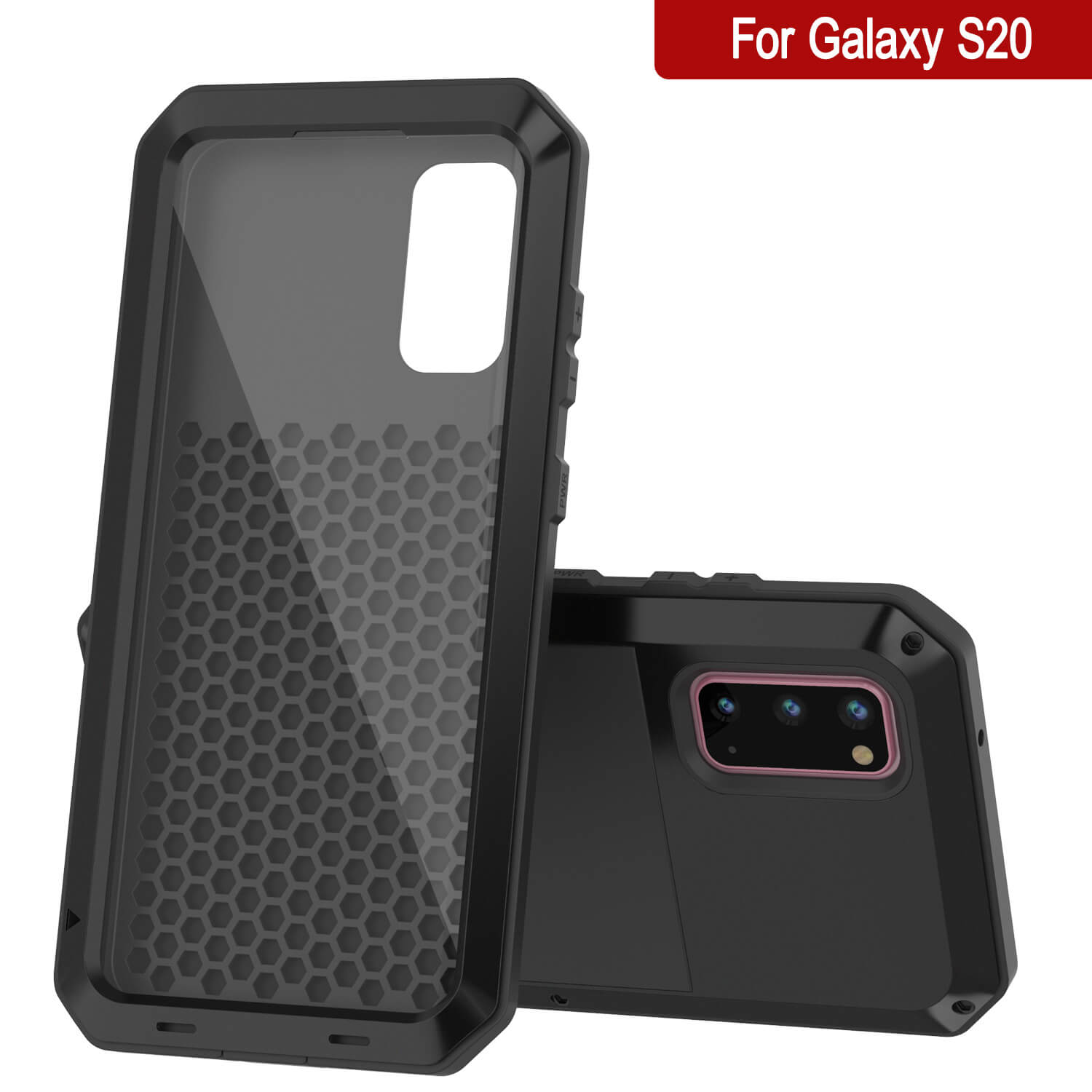 Galaxy s20 Metal Case, Heavy Duty Military Grade Rugged Armor Cover [Black]