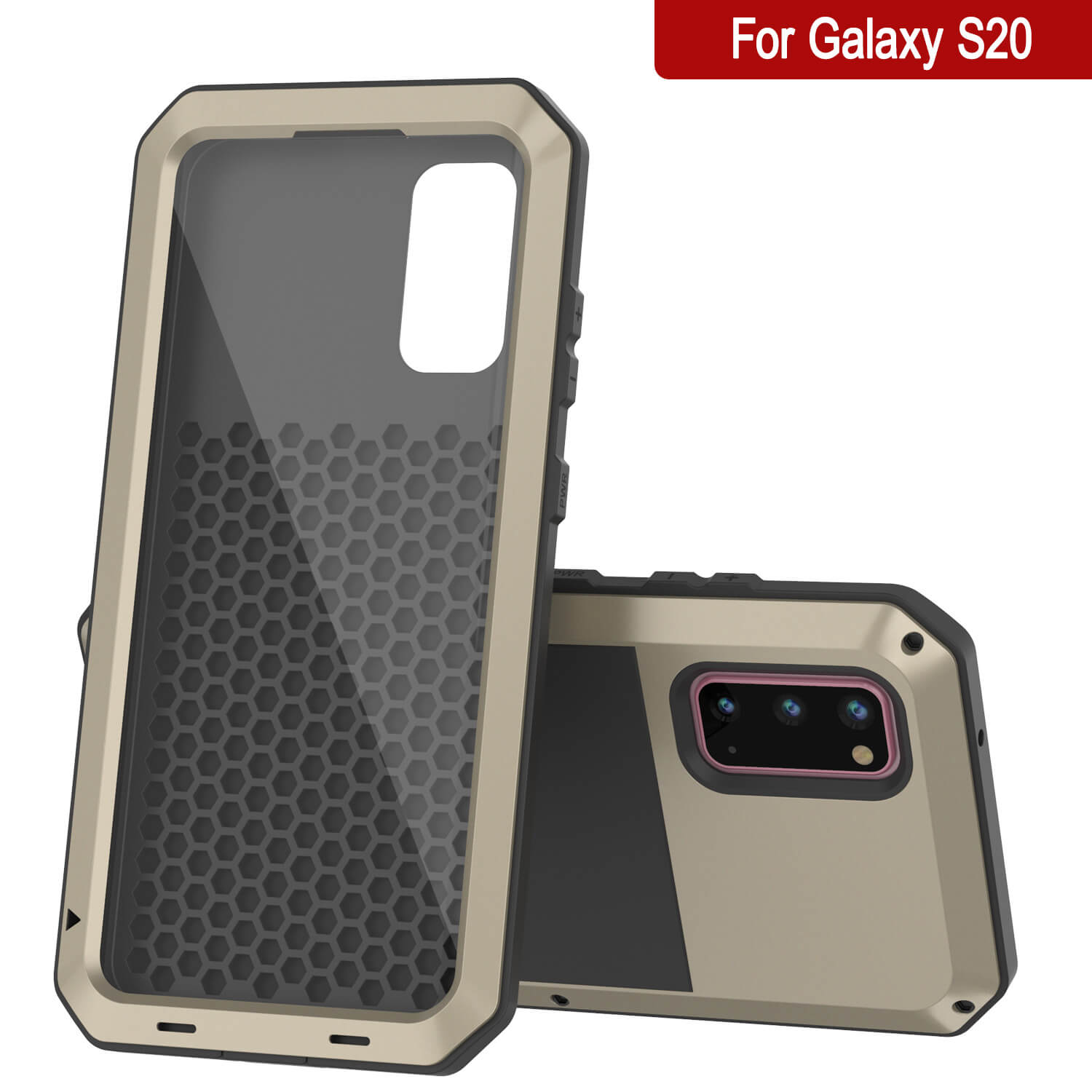 Galaxy s20 Metal Case, Heavy Duty Military Grade Rugged Armor Cover [Gold]