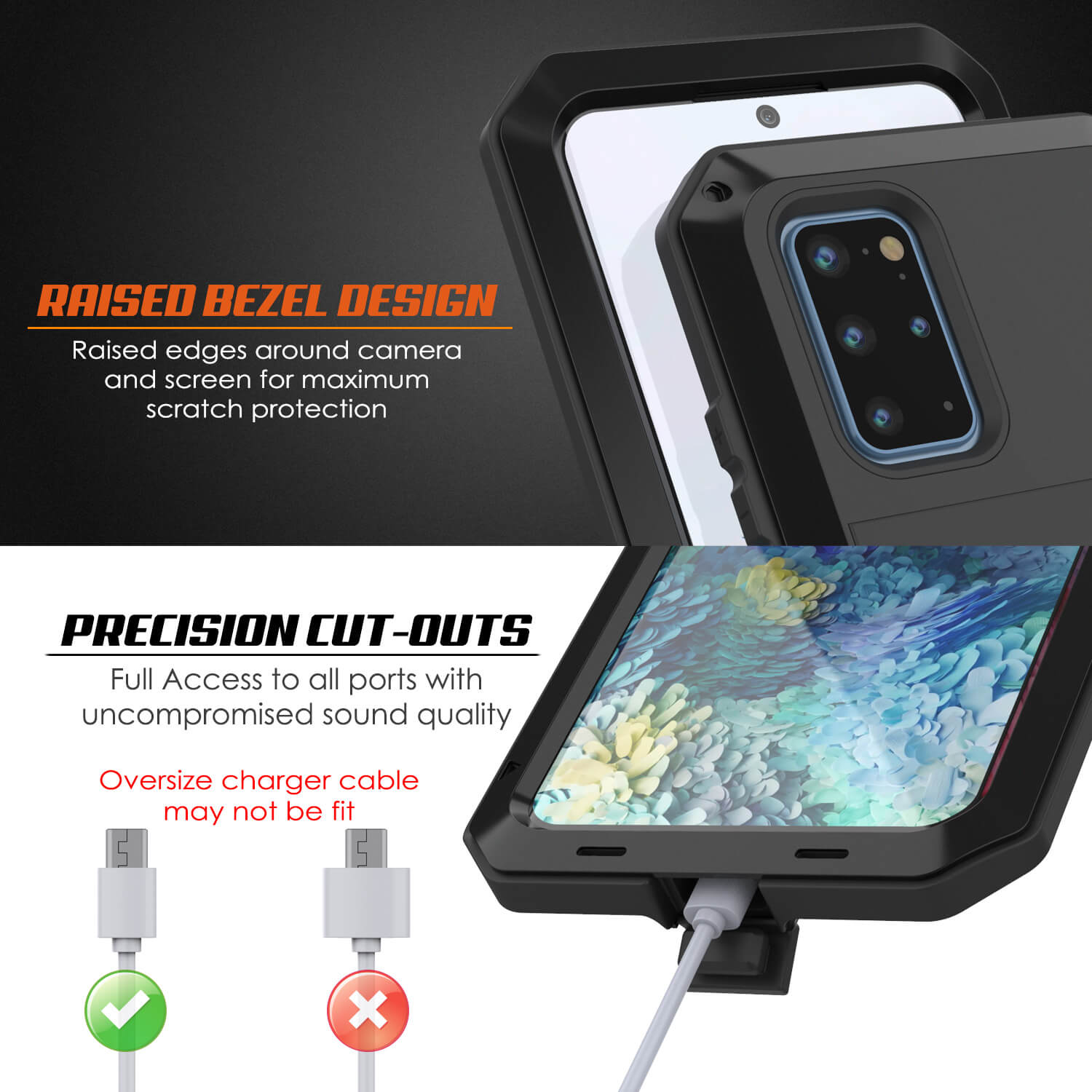 Galaxy s20+ Plus Metal Case, Heavy Duty Military Grade Rugged Armor Cover [Black]