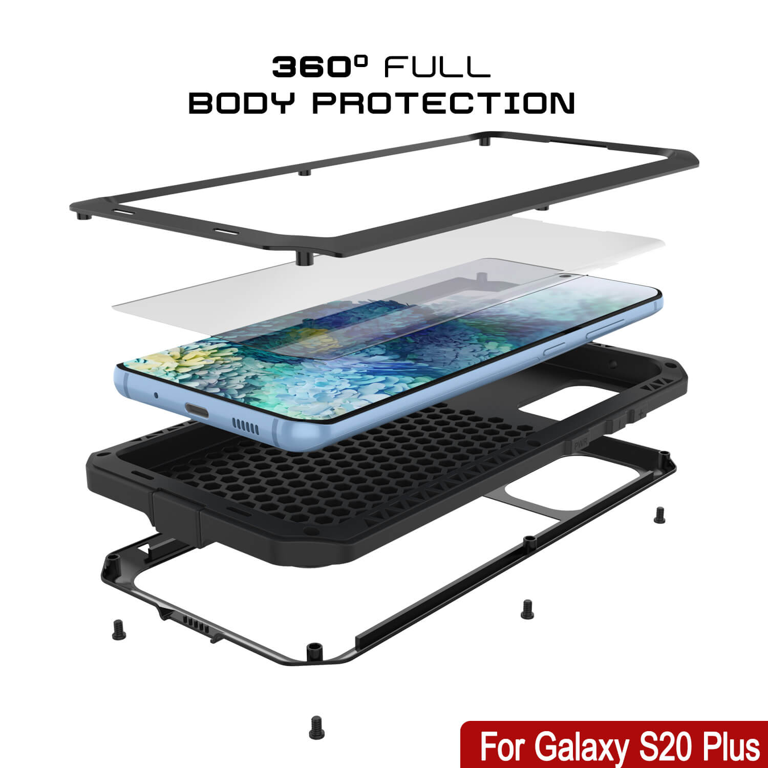 Galaxy s20+ Plus Metal Case, Heavy Duty Military Grade Rugged Armor Cover [Black]