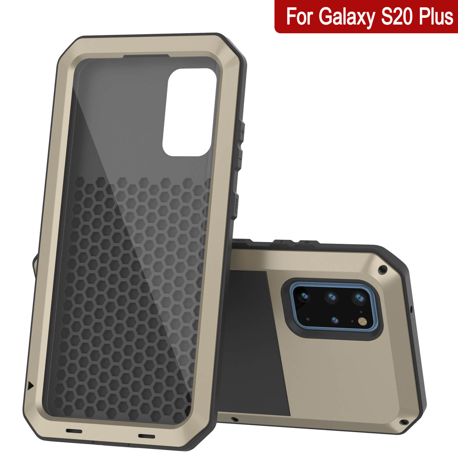 Galaxy s20+ Plus Metal Case, Heavy Duty Military Grade Rugged Armor Cover [Gold]