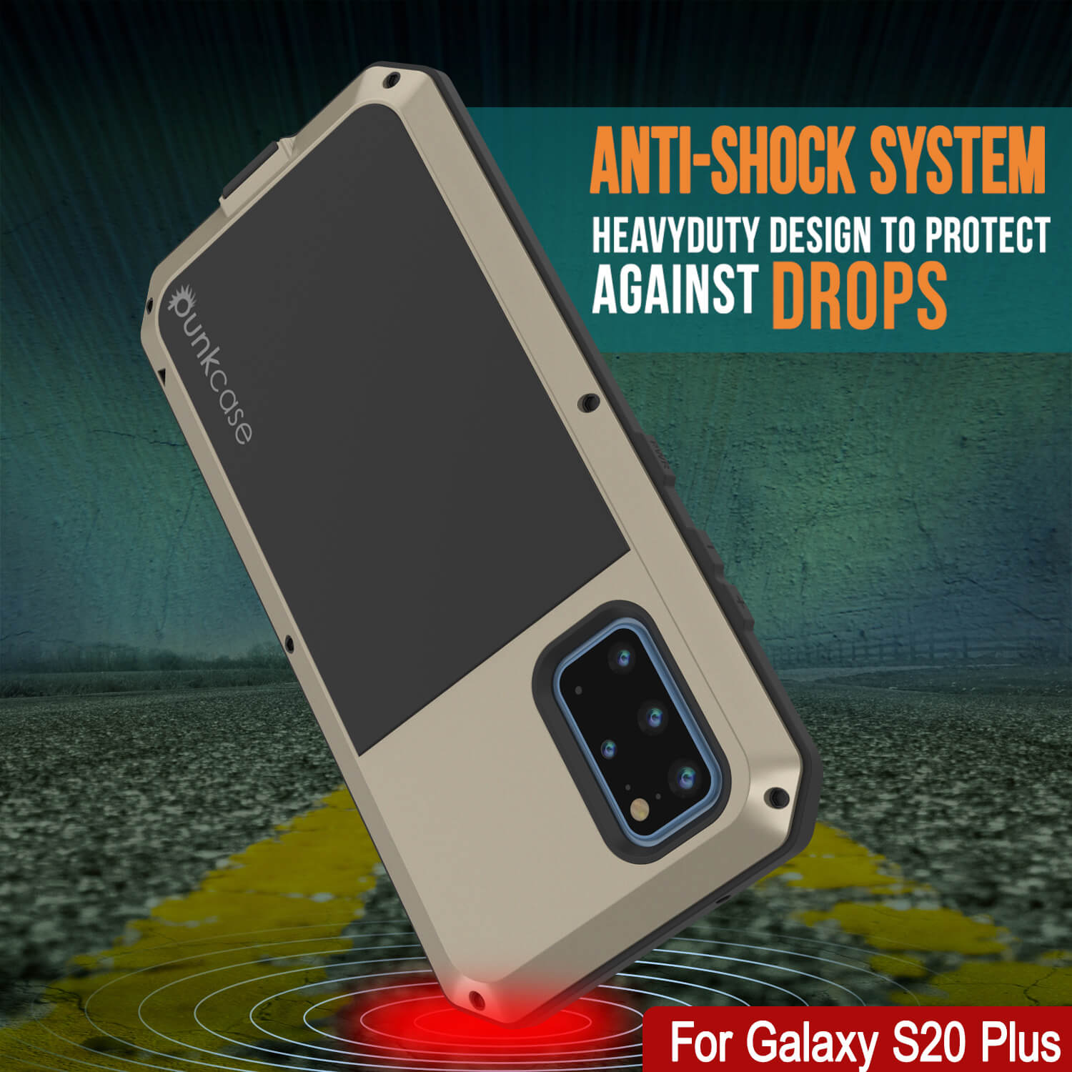 Galaxy s20+ Plus Metal Case, Heavy Duty Military Grade Rugged Armor Cover [Gold]