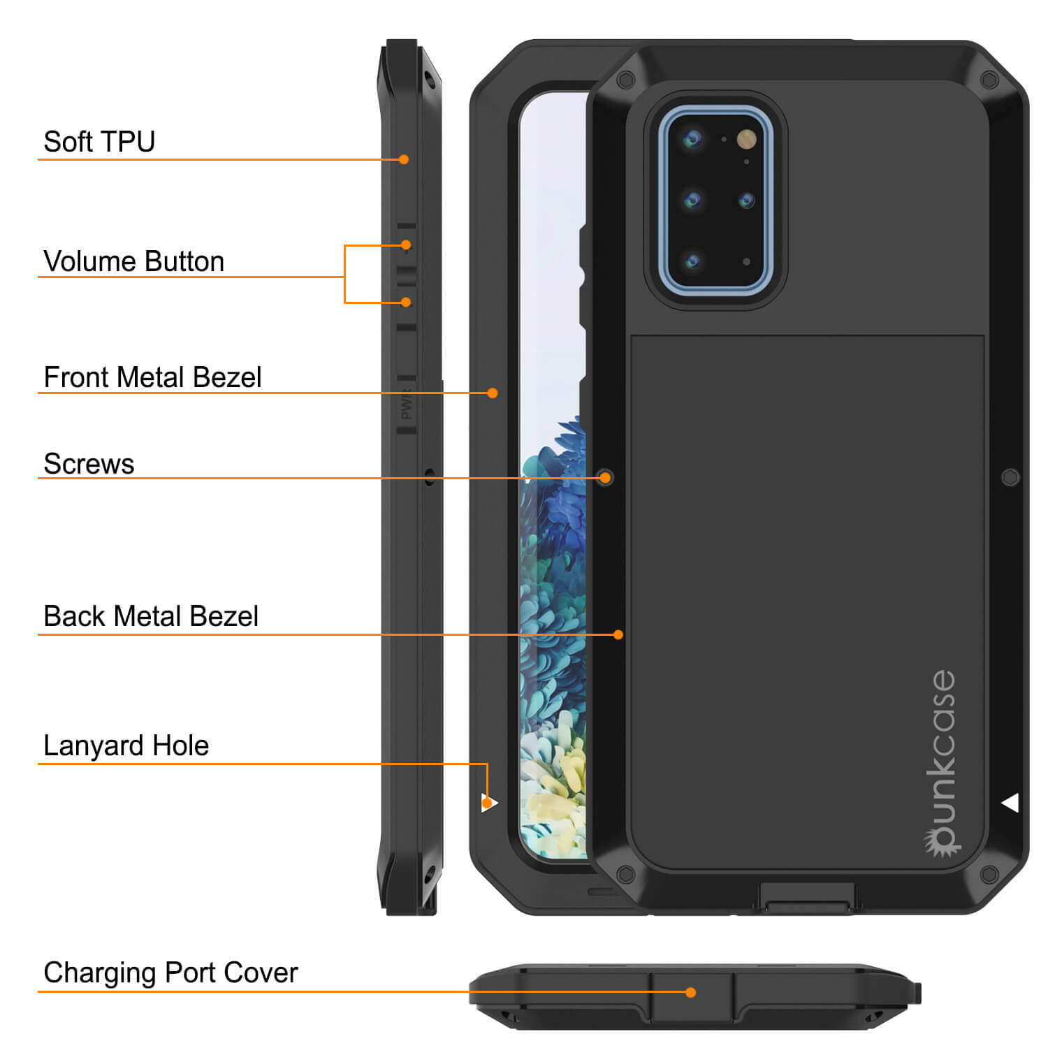 Galaxy s20+ Plus Metal Case, Heavy Duty Military Grade Rugged Armor Cover [Black]