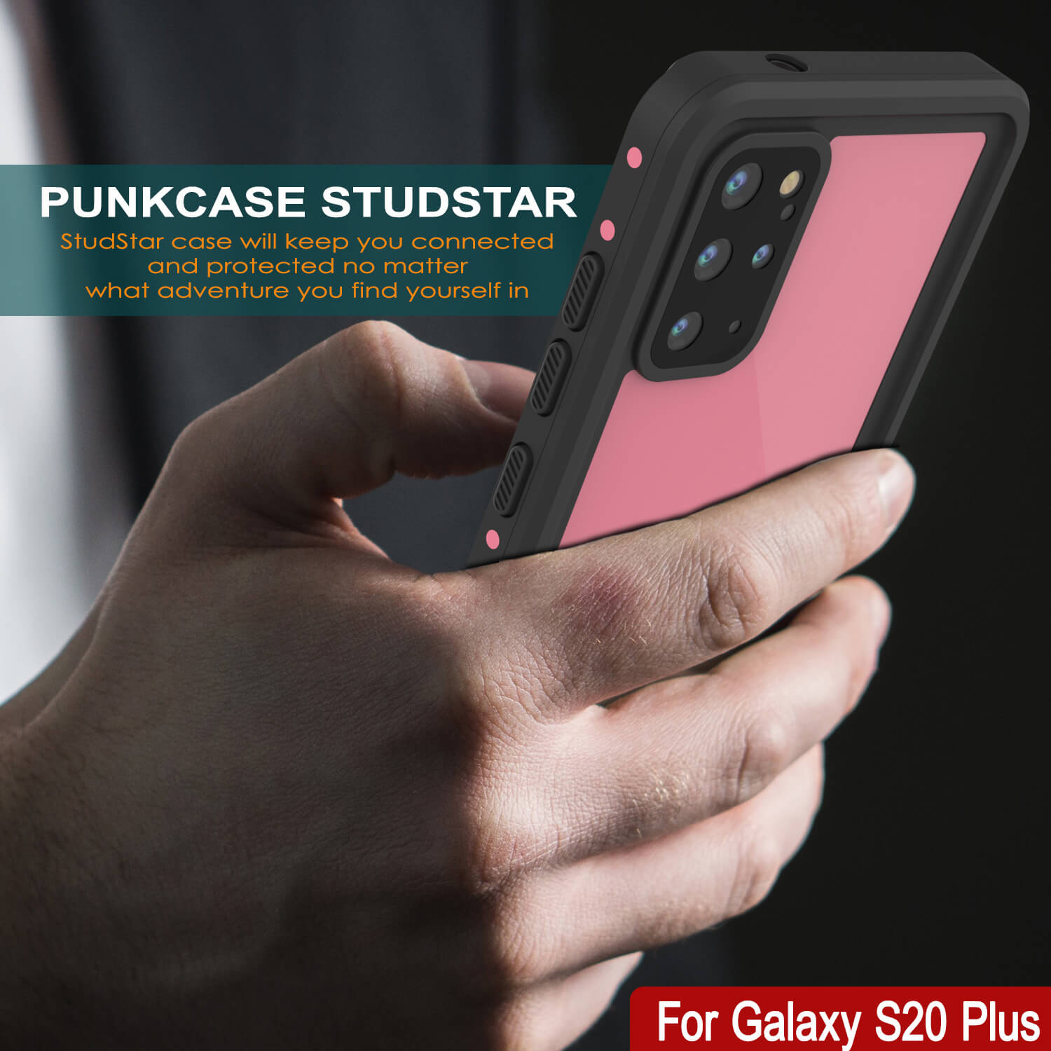 Galaxy S20+ Plus Waterproof Case PunkCase StudStar Pink Thin 6.6ft Underwater IP68 Shock/Snow Proof