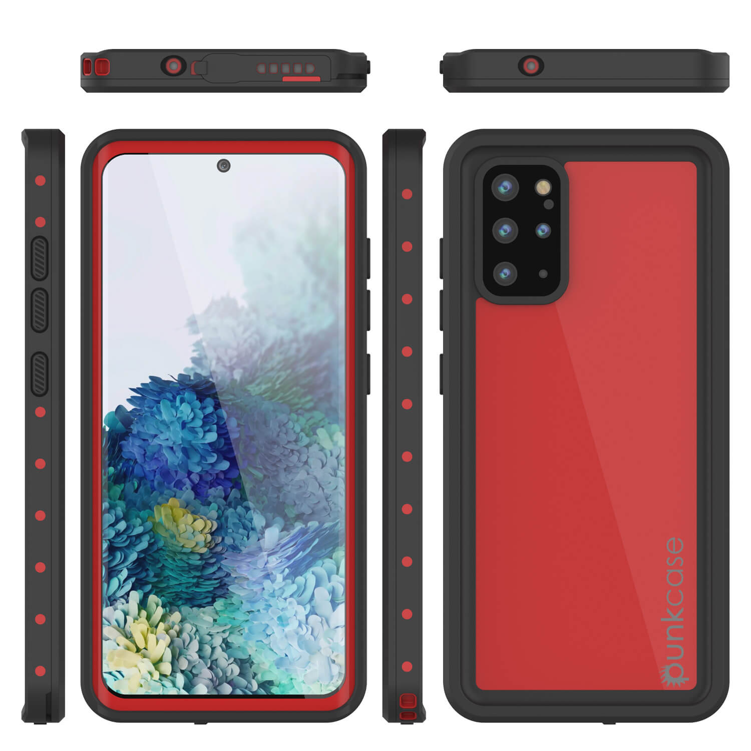 Galaxy S20+ Plus Waterproof Case PunkCase StudStar Red Thin 6.6ft Underwater IP68 Shock/Snow Proof