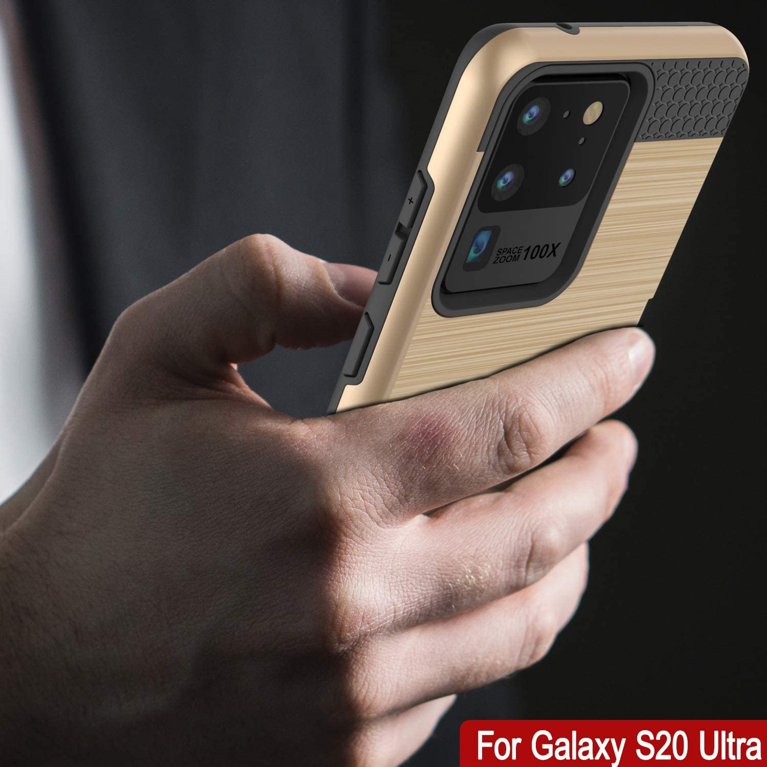 Galaxy S20 Ultra Case, PUNKcase [SLOT Series] [Slim Fit] Dual-Layer Armor Cover w/Integrated Anti-Shock System, Credit Card Slot [Gold]