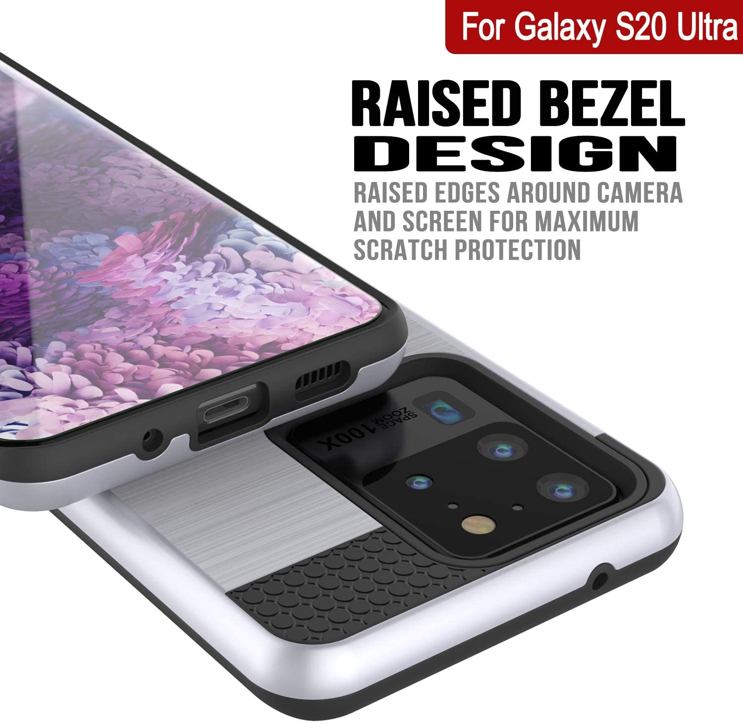 Galaxy S20 Ultra Case, PUNKcase [SLOT Series] [Slim Fit] Dual-Layer Armor Cover w/Integrated Anti-Shock System, Credit Card Slot [White]
