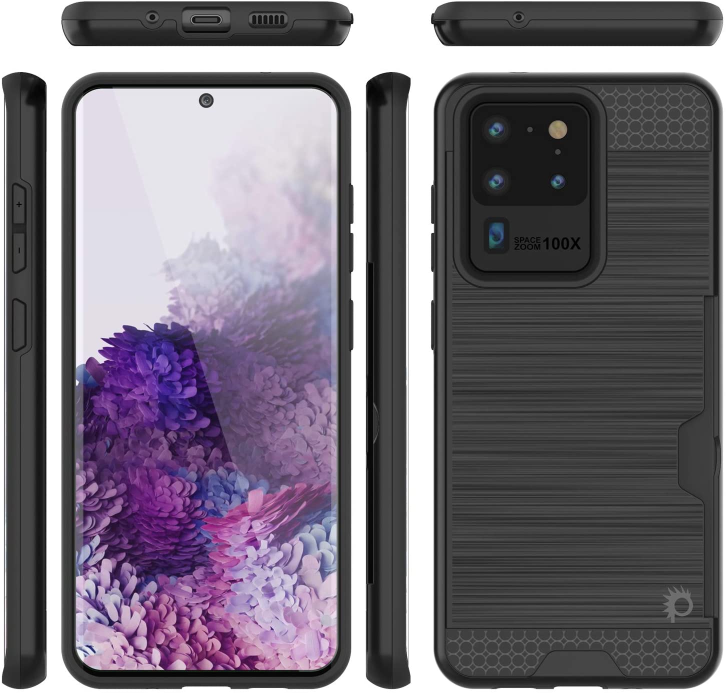 Galaxy S20 Ultra Case, PUNKcase [SLOT Series] [Slim Fit] Dual-Layer Armor Cover w/Integrated Anti-Shock System, Credit Card Slot [Black]