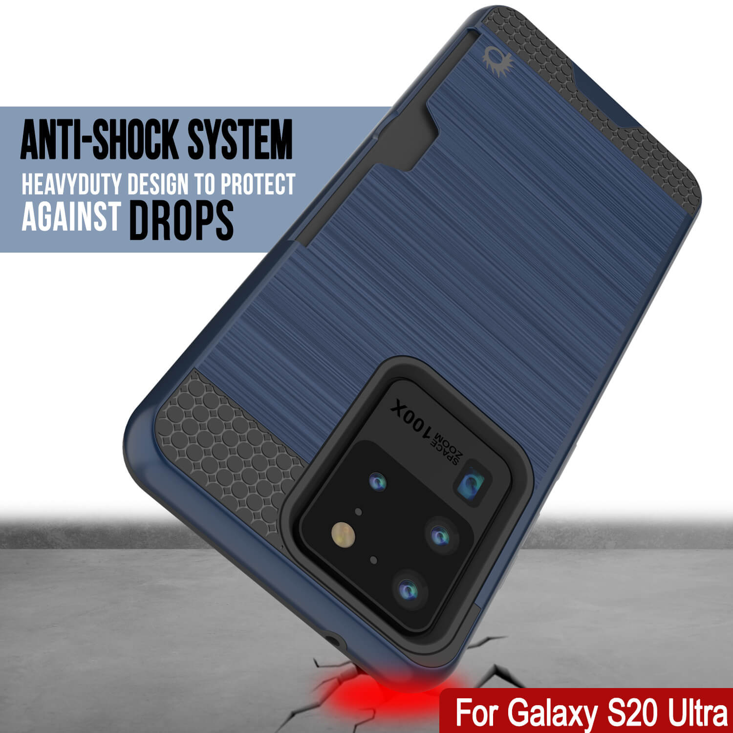 Galaxy S20 Ultra Case, PUNKcase [SLOT Series] [Slim Fit] Dual-Layer Armor Cover w/Integrated Anti-Shock System, Credit Card Slot [Navy]