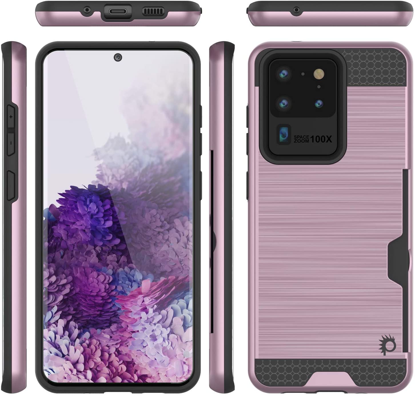 Galaxy S20 Ultra Case, PUNKcase [SLOT Series] [Slim Fit] Dual-Layer Armor Cover w/Integrated Anti-Shock System, Credit Card Slot [Pink]
