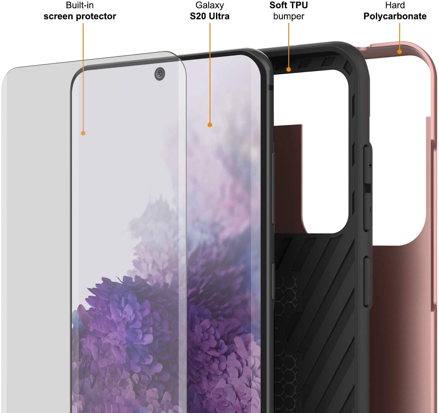 Galaxy S20 Ultra Case, PUNKcase [SLOT Series] [Slim Fit] Dual-Layer Armor Cover w/Integrated Anti-Shock System, Credit Card Slot [Rose Gold]