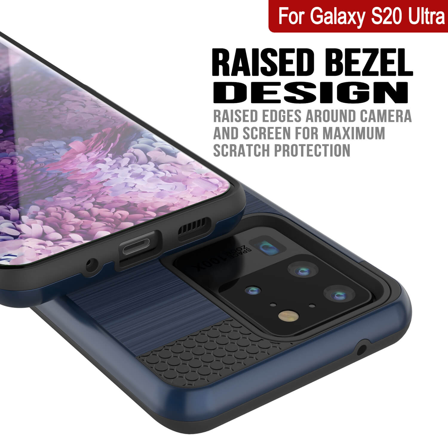 Galaxy S20 Ultra Case, PUNKcase [SLOT Series] [Slim Fit] Dual-Layer Armor Cover w/Integrated Anti-Shock System, Credit Card Slot [Navy]