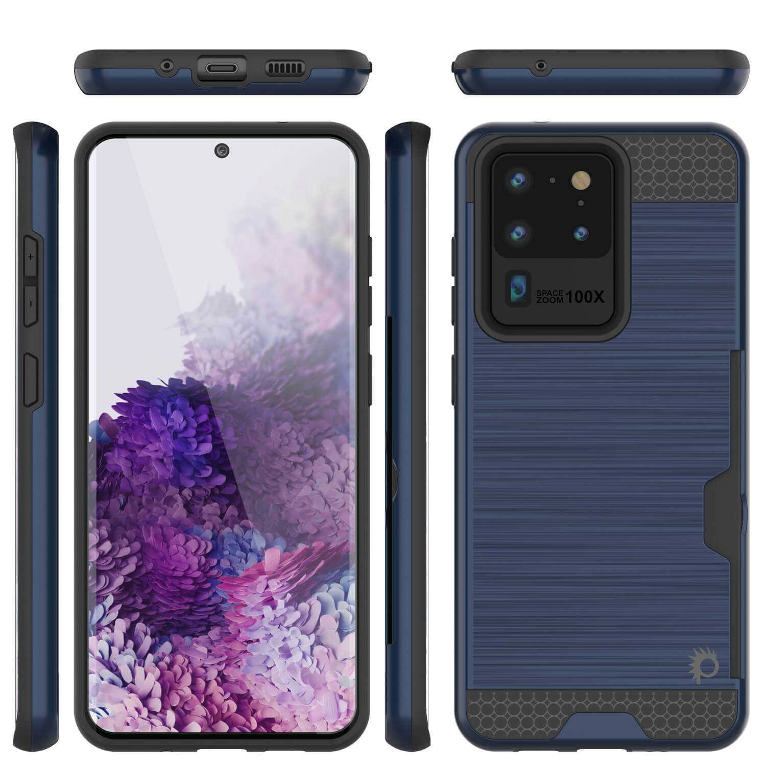 Galaxy S20 Ultra Case, PUNKcase [SLOT Series] [Slim Fit] Dual-Layer Armor Cover w/Integrated Anti-Shock System, Credit Card Slot [Navy]