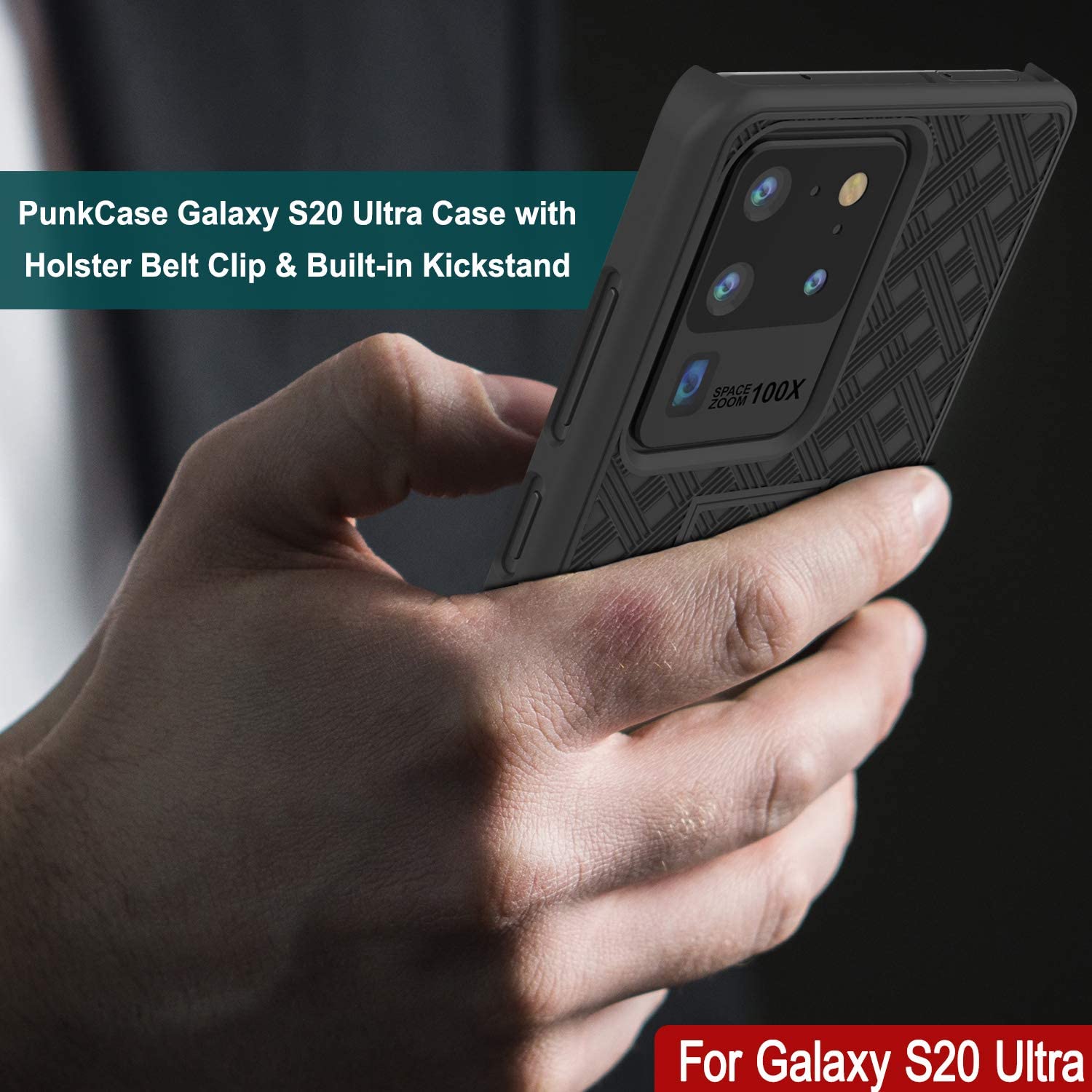 Galaxy S24 Ultra Case, Punkcase Holster Belt Clip With Screen Protector [Black]