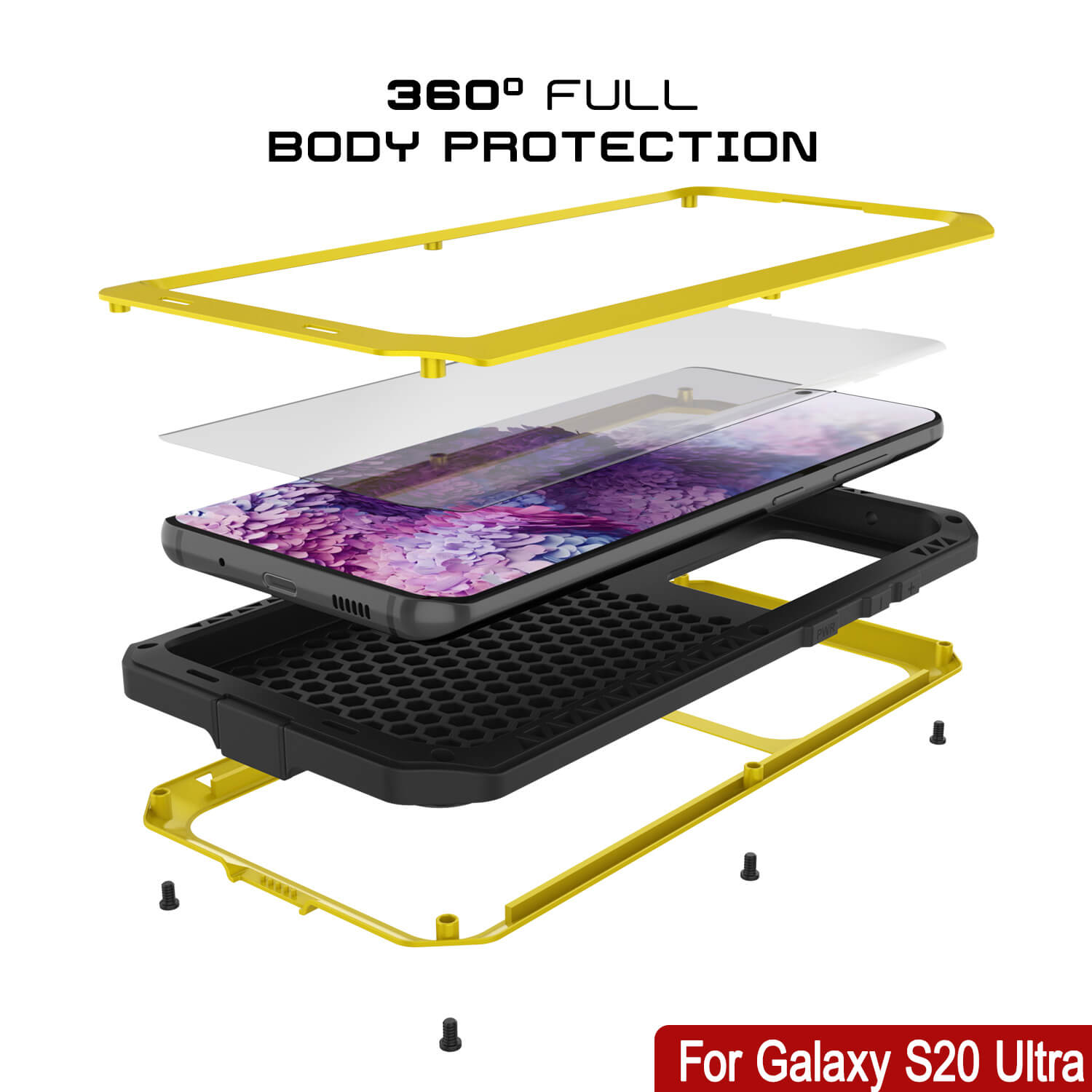 Galaxy S20 Ultra Metal Case, Heavy Duty Military Grade Rugged Armor Cover [White]