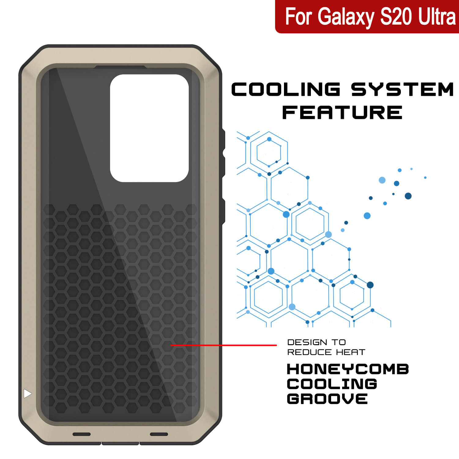 Galaxy S20 Ultra Metal Case, Heavy Duty Military Grade Rugged Armor Cover [Gold]