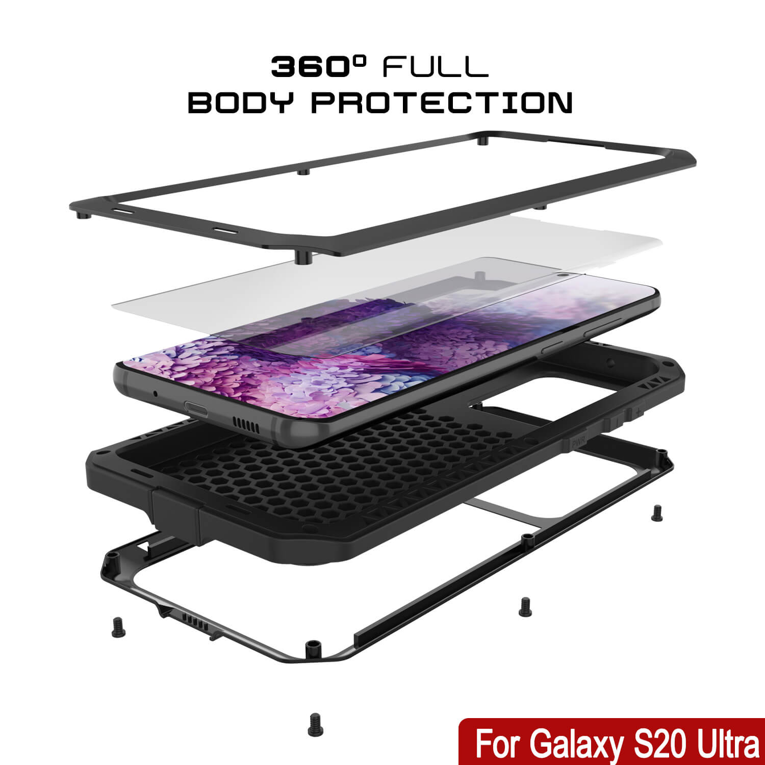 Galaxy S20 Ultra Metal Case, Heavy Duty Military Grade Rugged Armor Cover [Black]