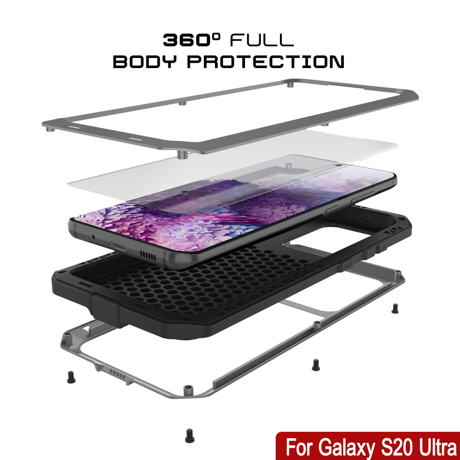 Galaxy S20 Ultra Metal Case, Heavy Duty Military Grade Rugged Armor Cover [Silver]