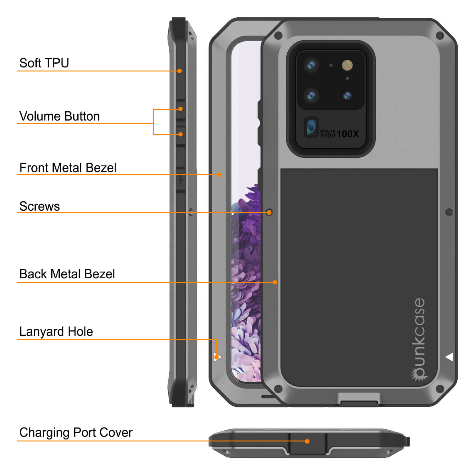 Galaxy S20 Ultra Metal Case, Heavy Duty Military Grade Rugged Armor Cover [Silver]