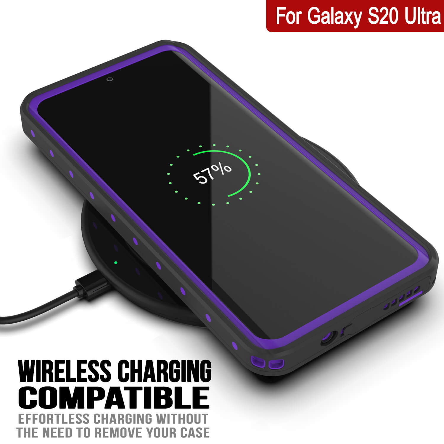 Galaxy S20 Ultra Waterproof Case PunkCase StudStar Purple Thin 6.6ft Underwater IP68 Shock/Snow Proof