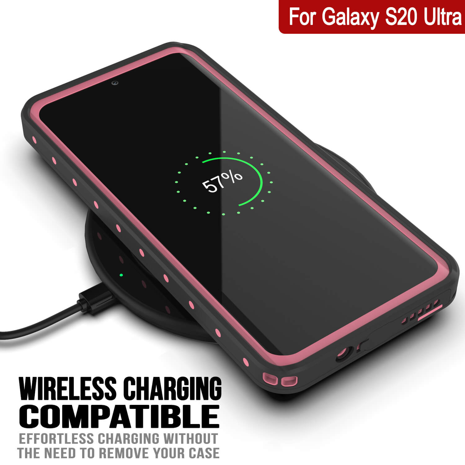 Galaxy S20 Ultra Waterproof Case PunkCase StudStar Pink Thin 6.6ft Underwater IP68 Shock/Snow Proof
