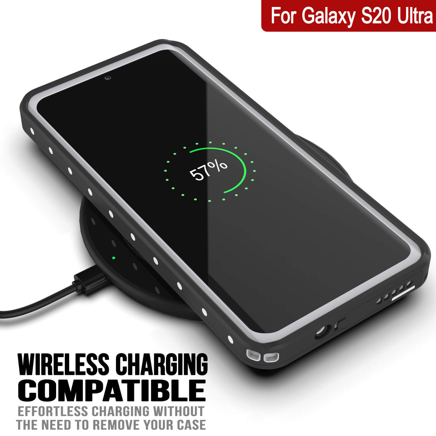 Galaxy S20 Ultra Waterproof Case, Punkcase StudStar White Thin 6.6ft Underwater IP68 Shock/Snow Proof