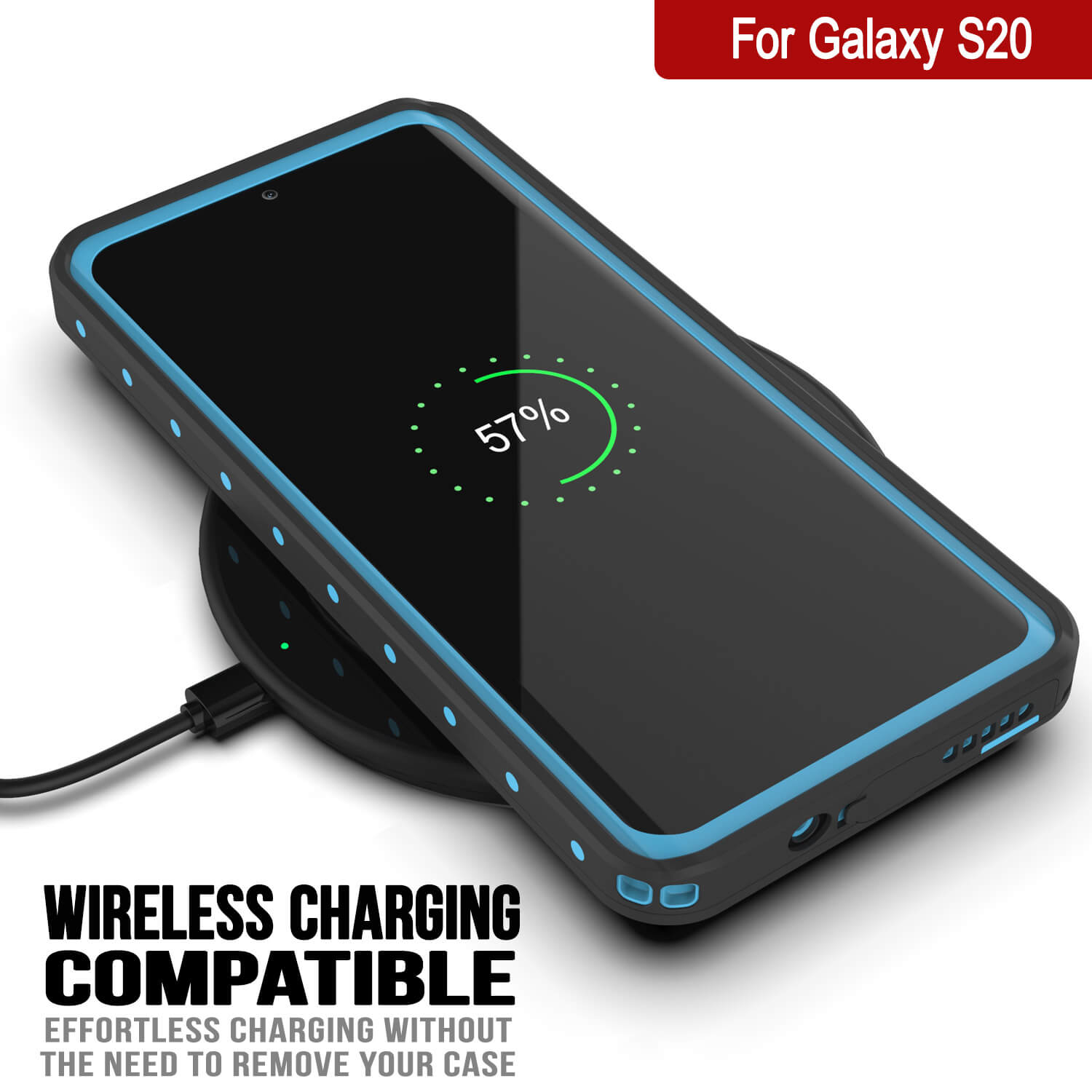 Galaxy S20 Waterproof Case PunkCase StudStar Light Blue Thin 6.6ft Underwater IP68 ShockProof