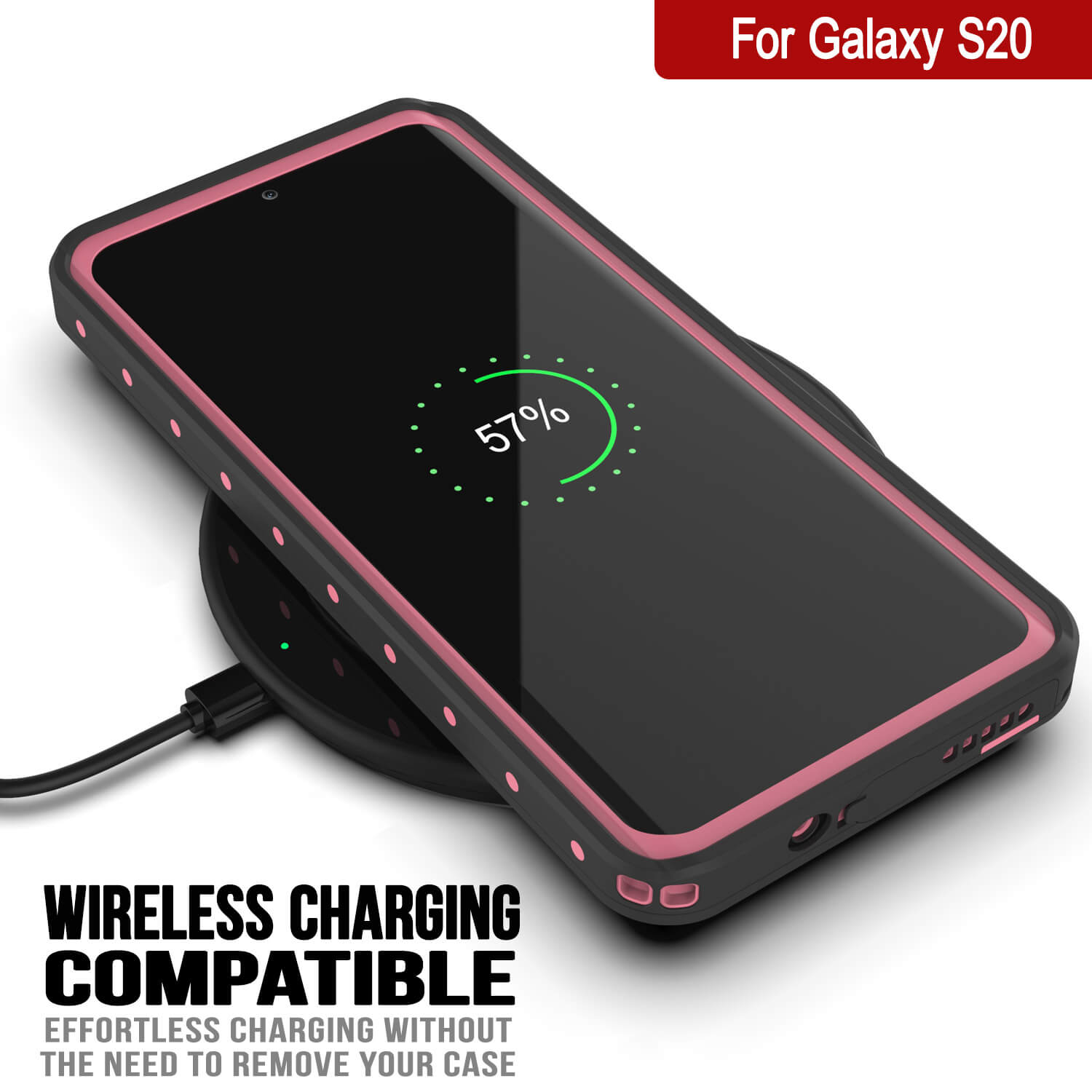 Galaxy S20 Waterproof Case PunkCase StudStar Pink Thin 6.6ft Underwater IP68 Shock/Snow Proof