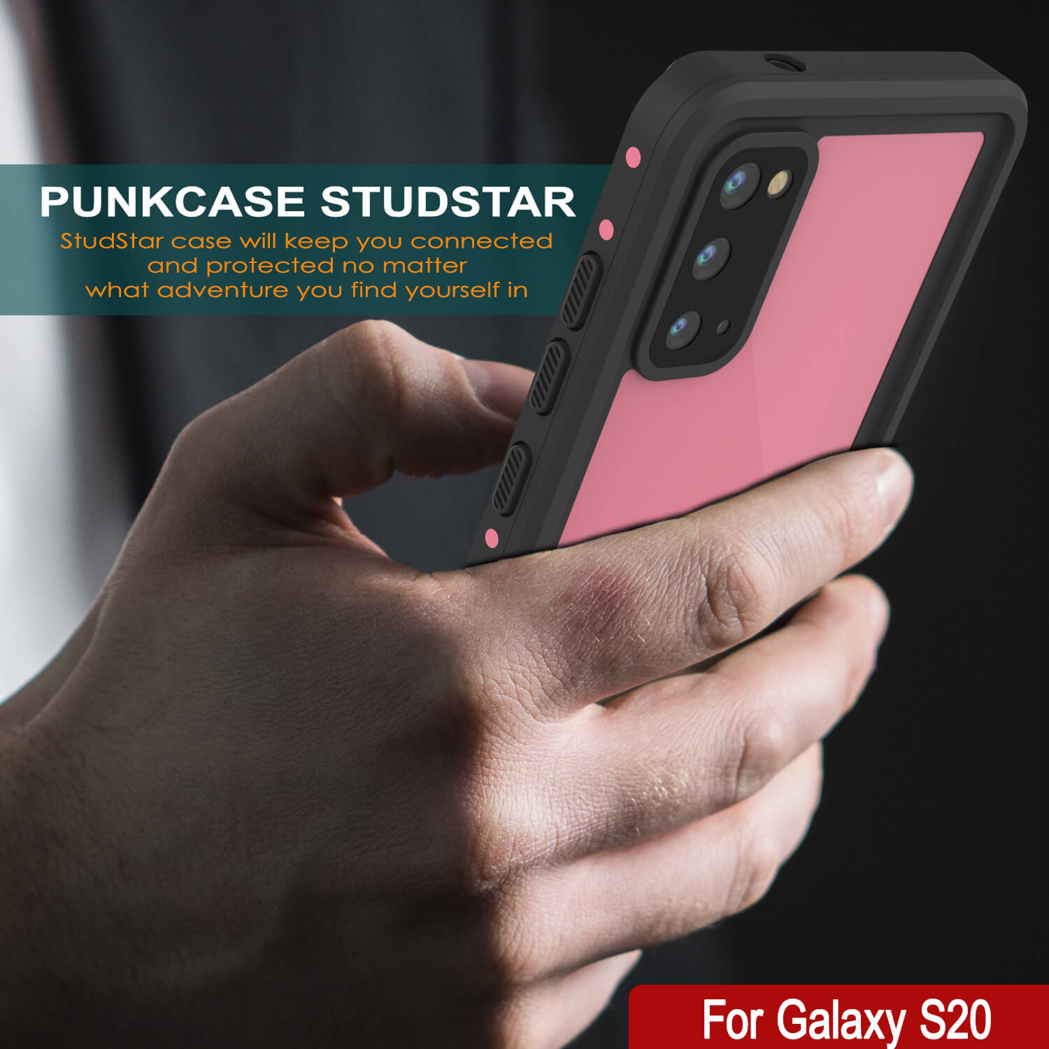 Galaxy S20 Waterproof Case PunkCase StudStar Pink Thin