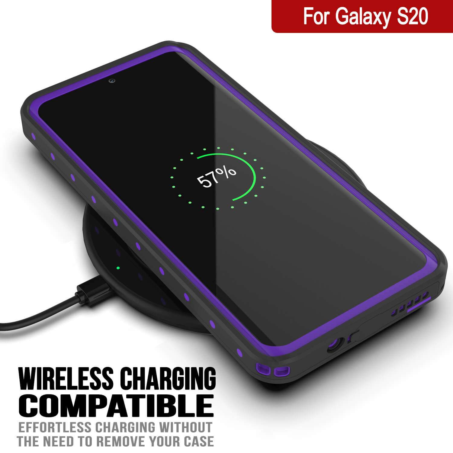 Galaxy S20 Waterproof Case PunkCase StudStar Purple Thin 6.6ft Underwater IP68 Shock/Snow Proof