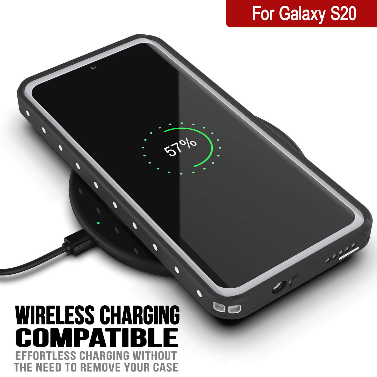 Galaxy S20 Waterproof Case, Punkcase StudStar White Thin 6.6ft Underwater IP68 Shock/Snow Proof