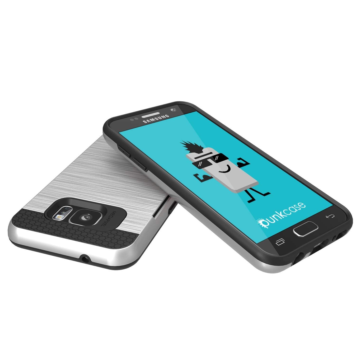 Galaxy S7+ Plus Dual-Layer Ultra Screen Protector Case W/ Card Slot [Silver]