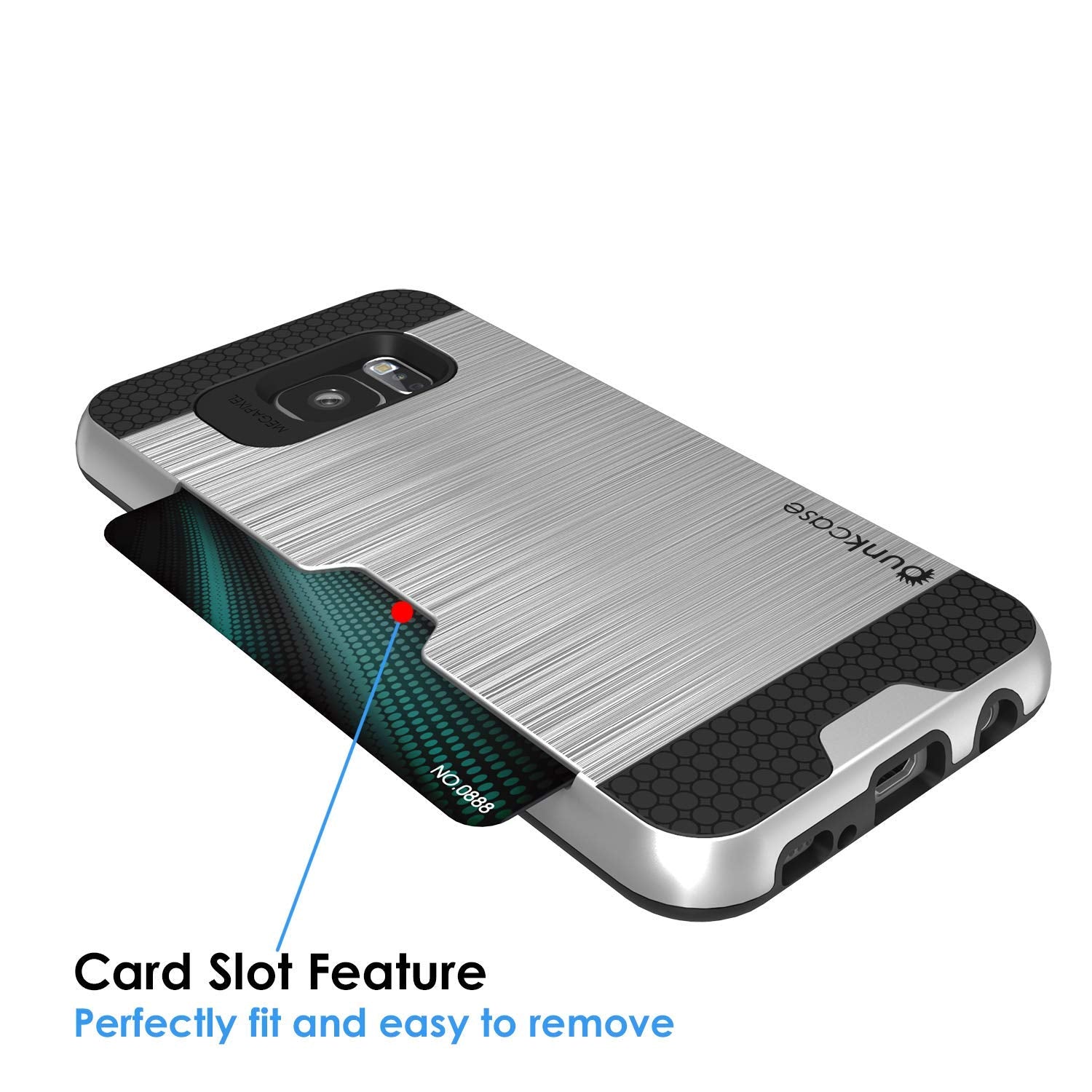 Galaxy S7+ Plus Dual-Layer Ultra Screen Protector Case W/ Card Slot [Silver]